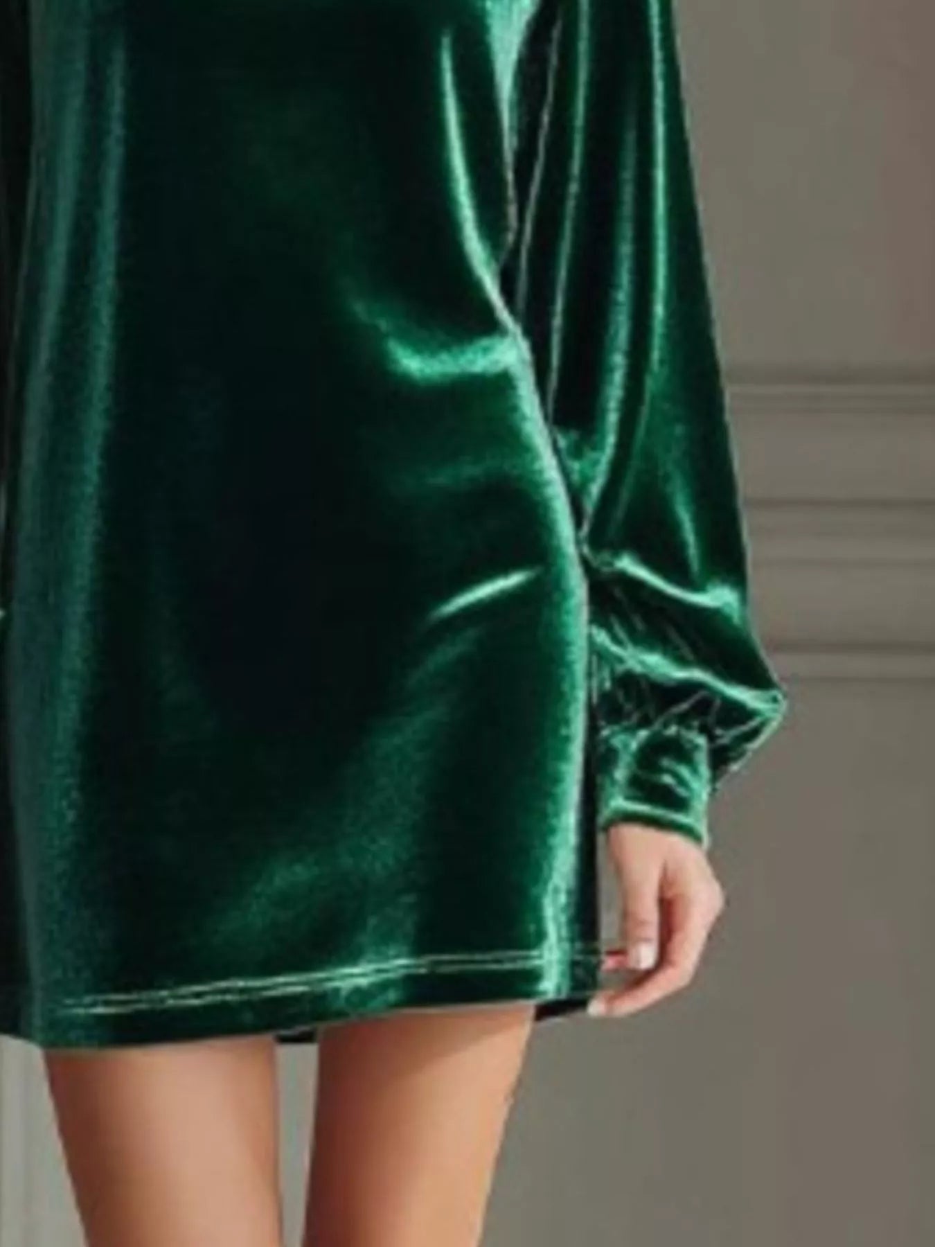 Full Size Velvet Long Sleeve Mini Dress Plus Size