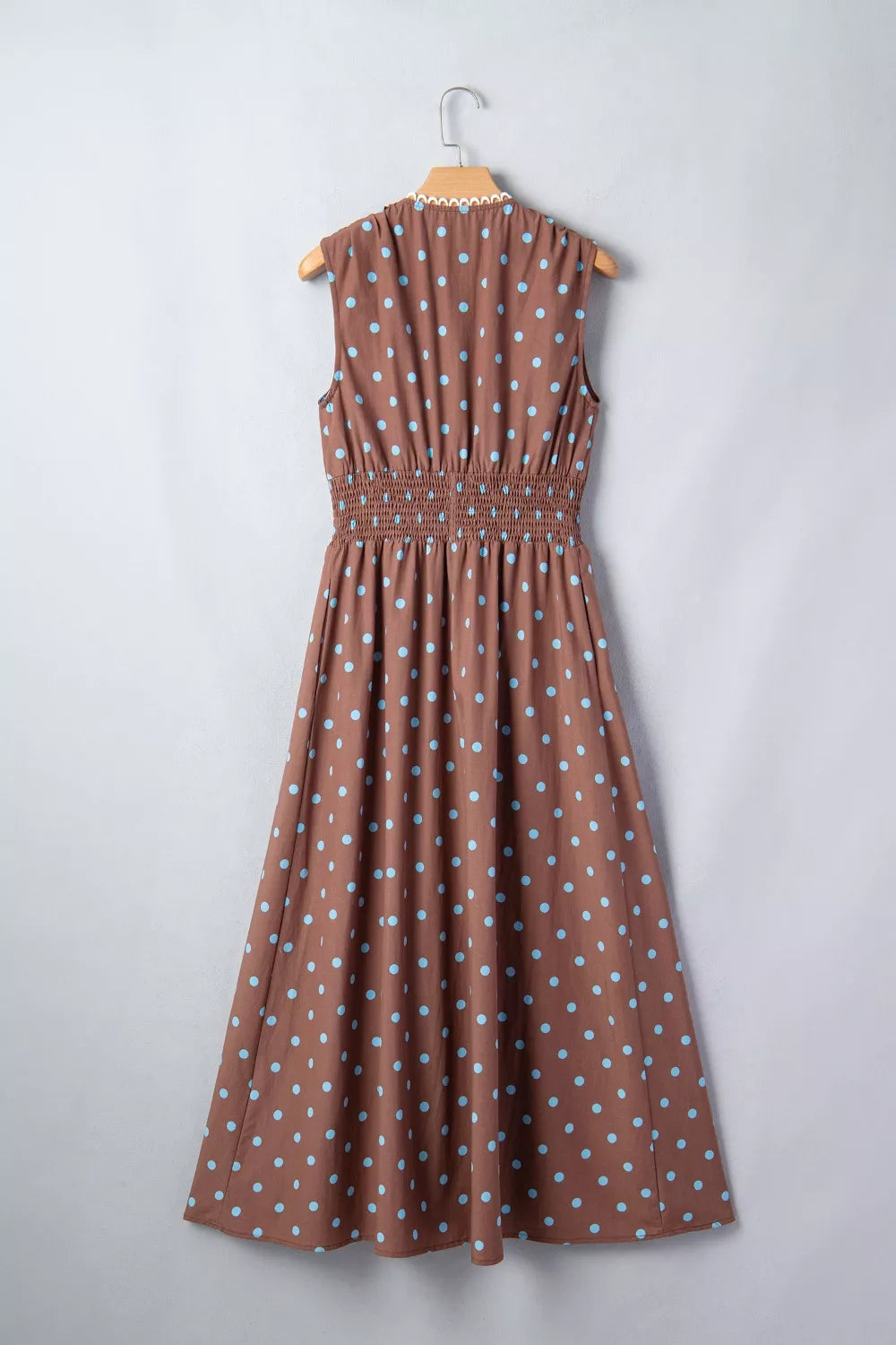 Polka Dot Zipper Front Midi Dress