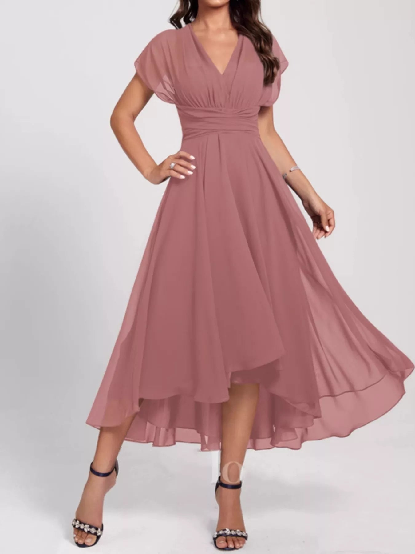 Ruched A-Line Midi Dress