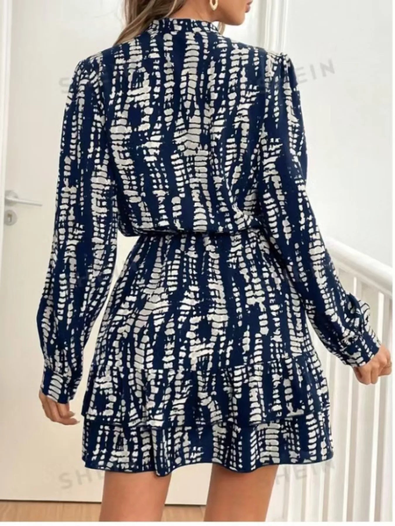 Ruffled Hem Long Sleeve Mini Dress