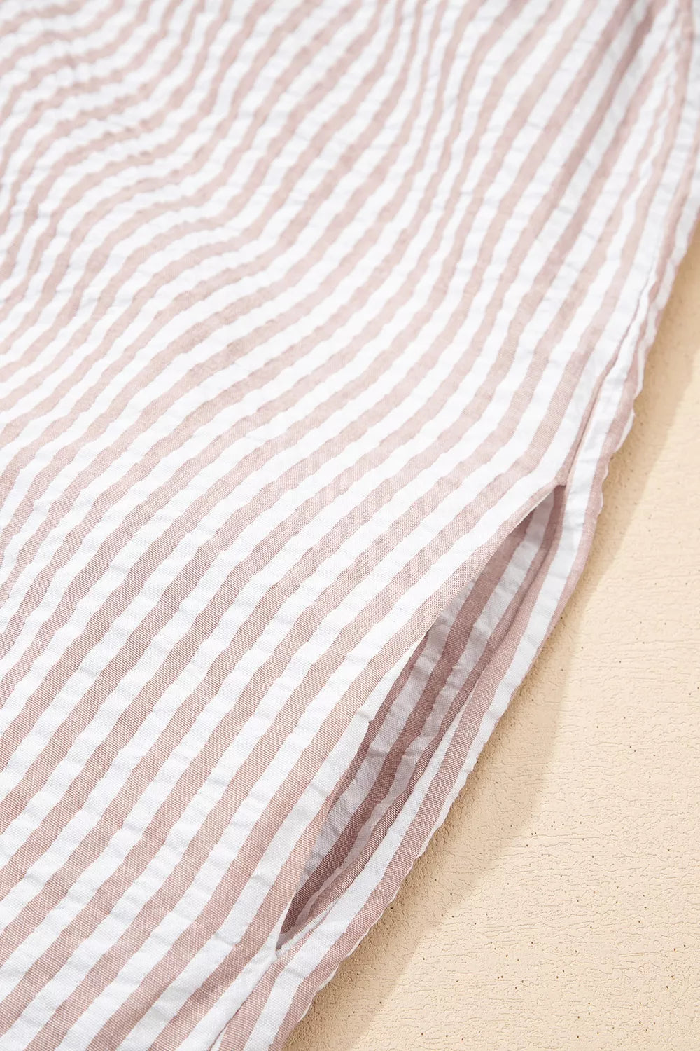 Stripe Frilled Collar Half Sleeve Shirt Dress