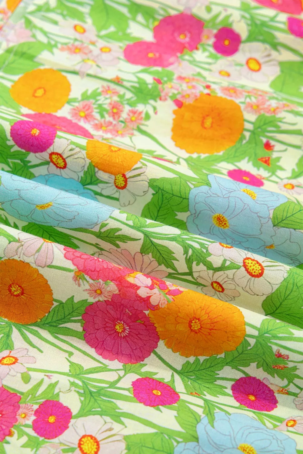Floral Print V Neck Short Puff Sleeve Cotton Maxi Dress
