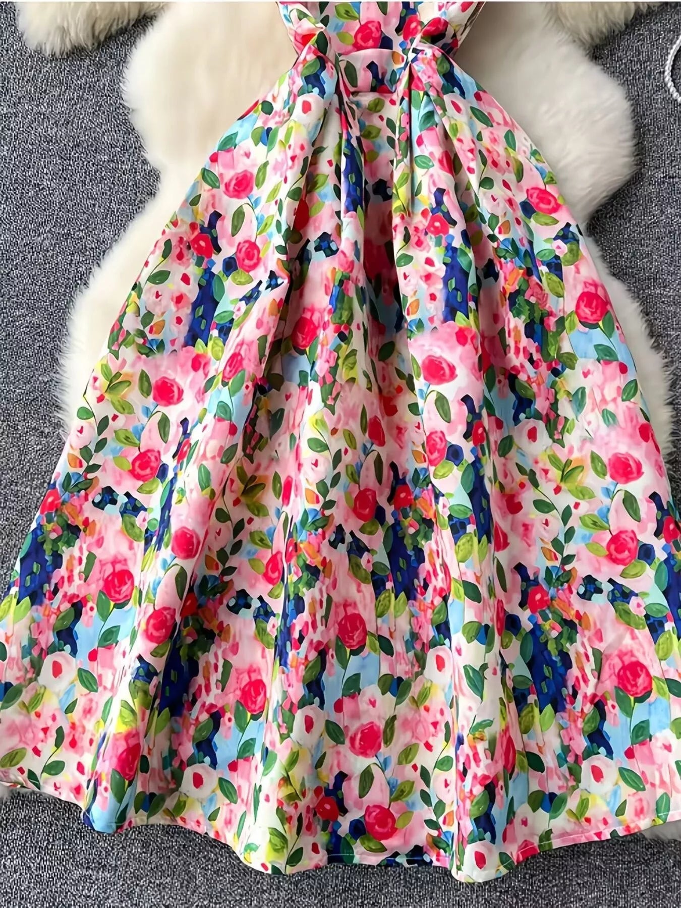 Floral Print Sleeveless Midi Dress