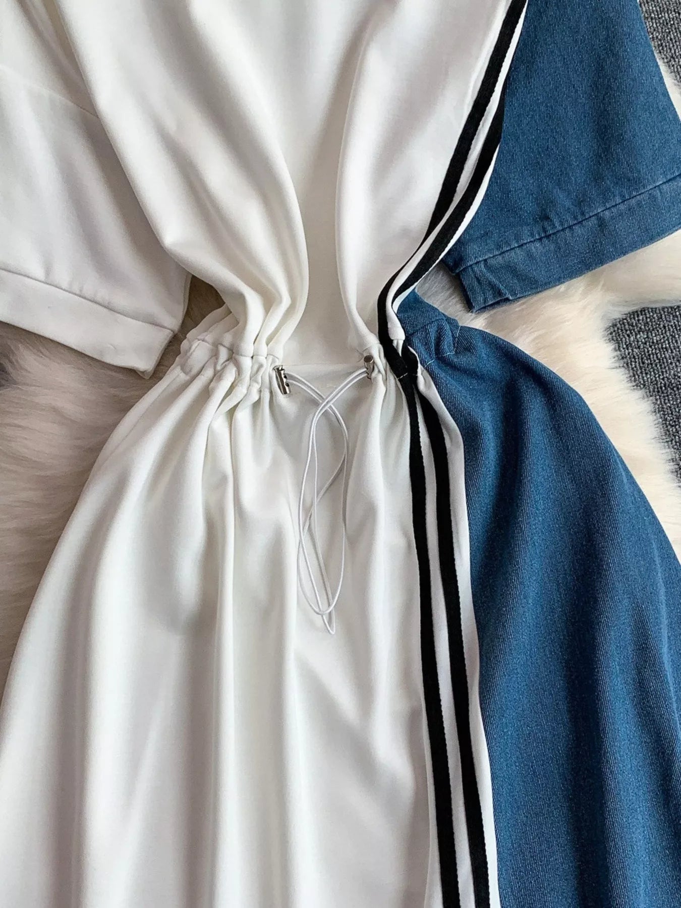 Color Block Short Sleeve Casual Dress