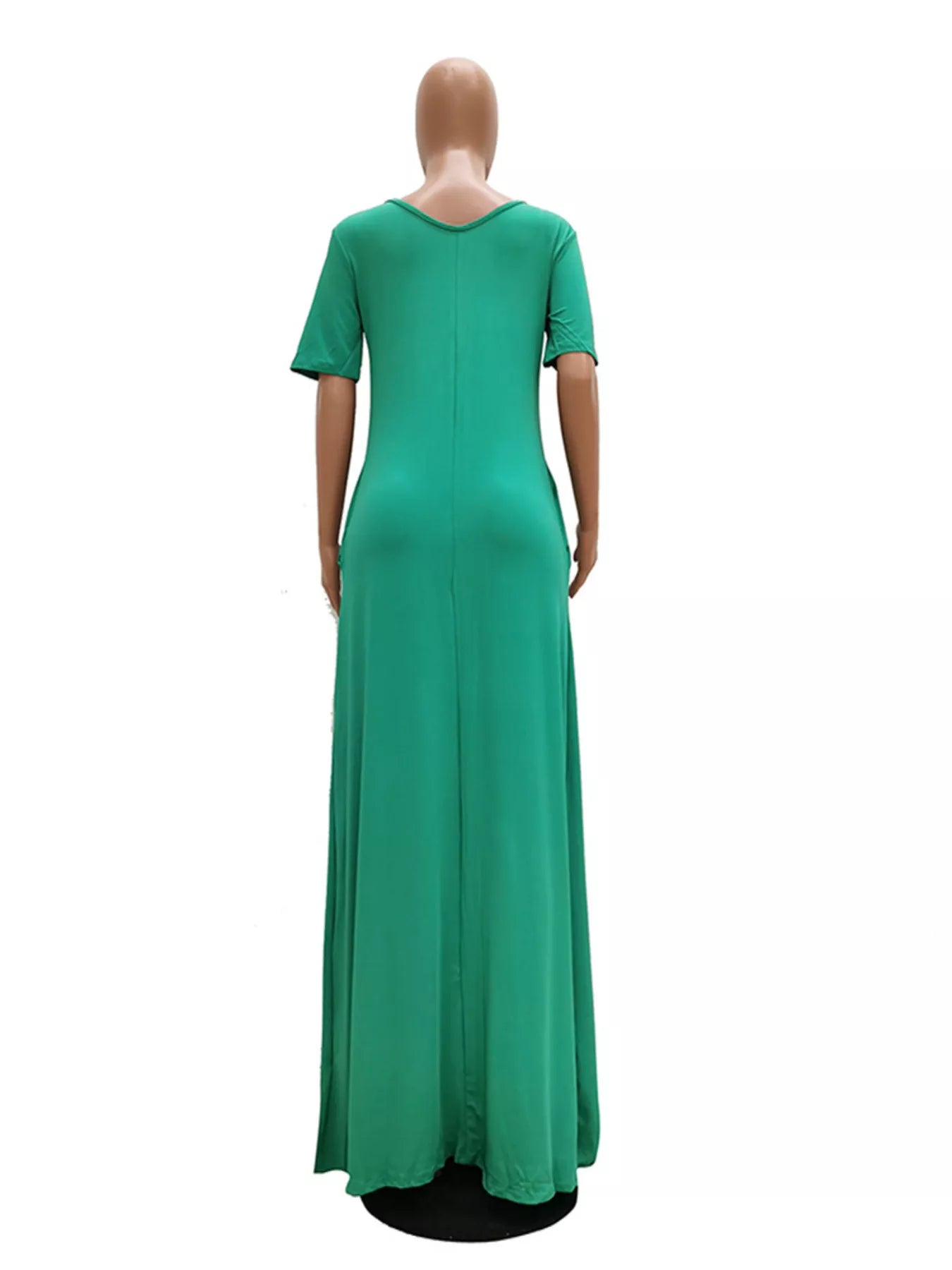 Full Size Solid Color Short Sleeve Maxi Dress Plus Size