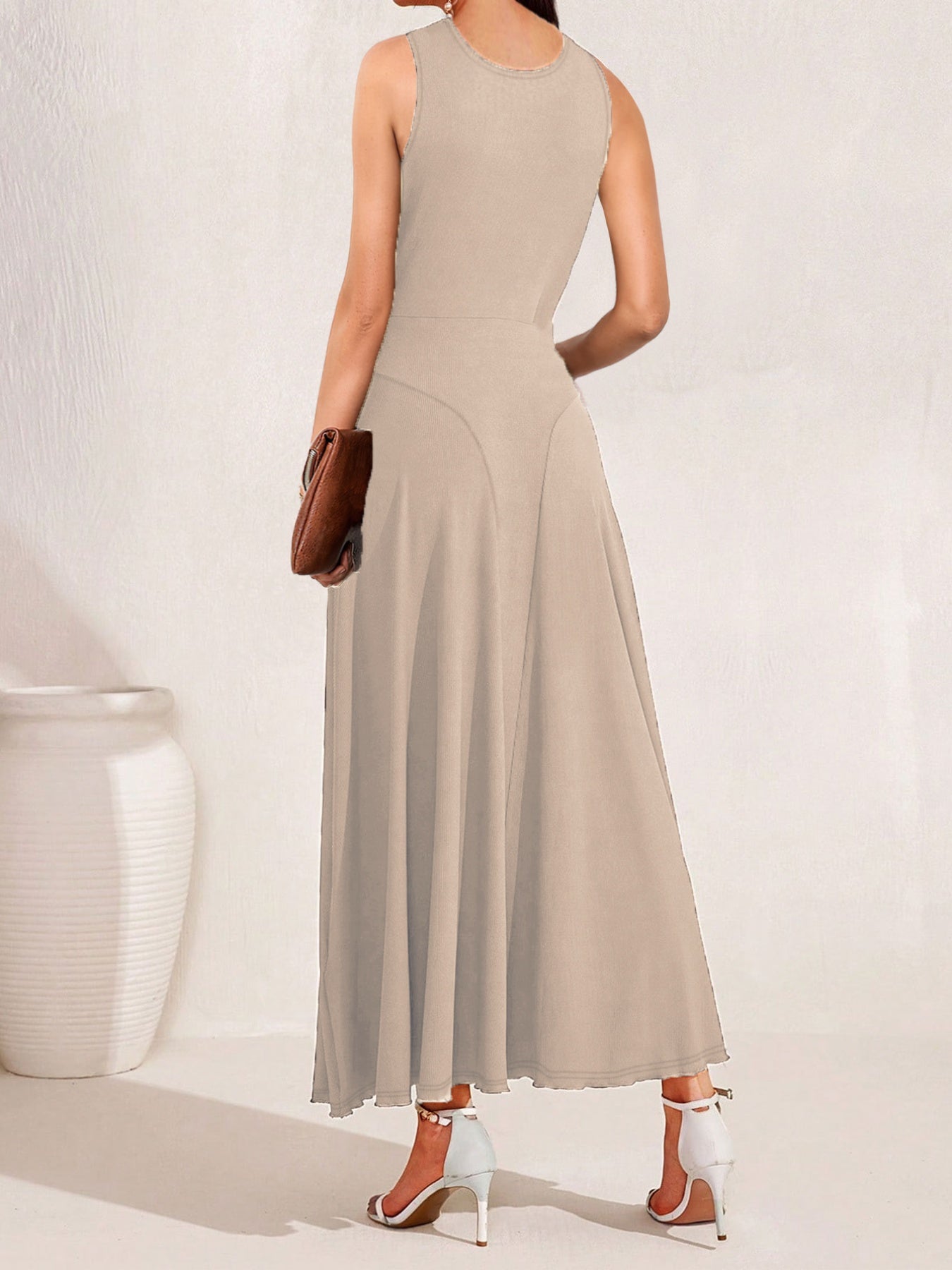 Crisscross Halter Neck A-Line Midi Dress