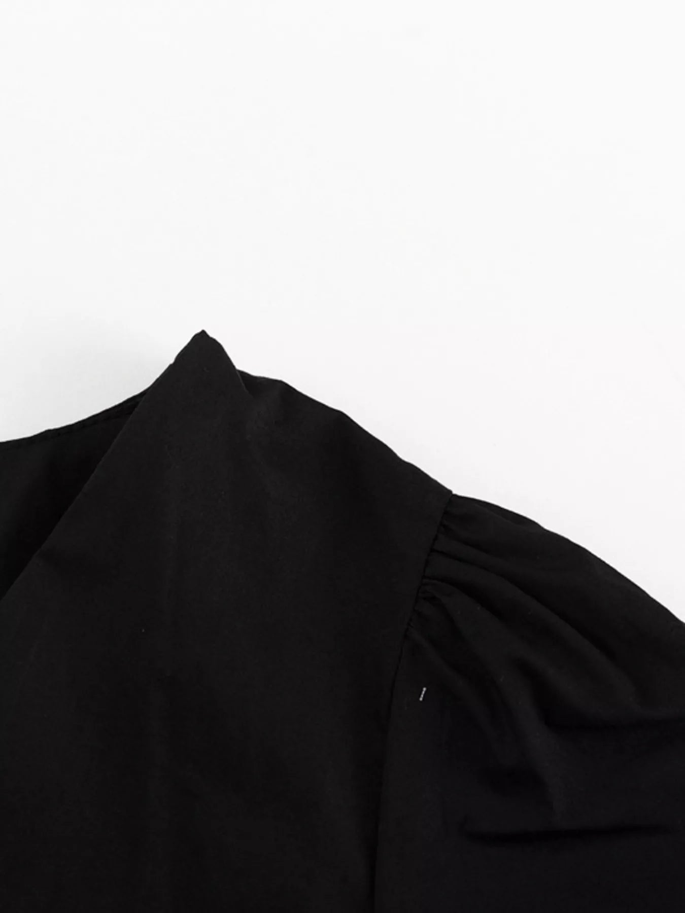 Ruffled Hem Ruched Puff Sleeve Mini Dress