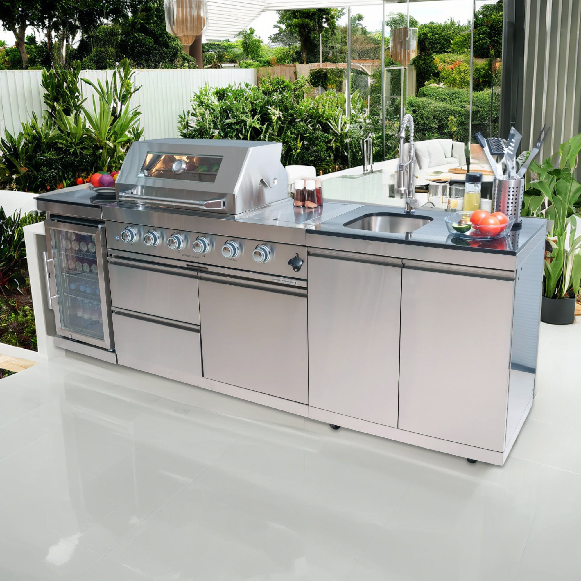 46-Inch Deluxe Stainless Steel Gas Outdoor Kitchen Island Grill