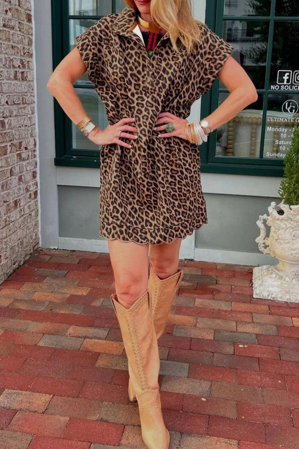 Leopard Short Sleeve Mini Dress