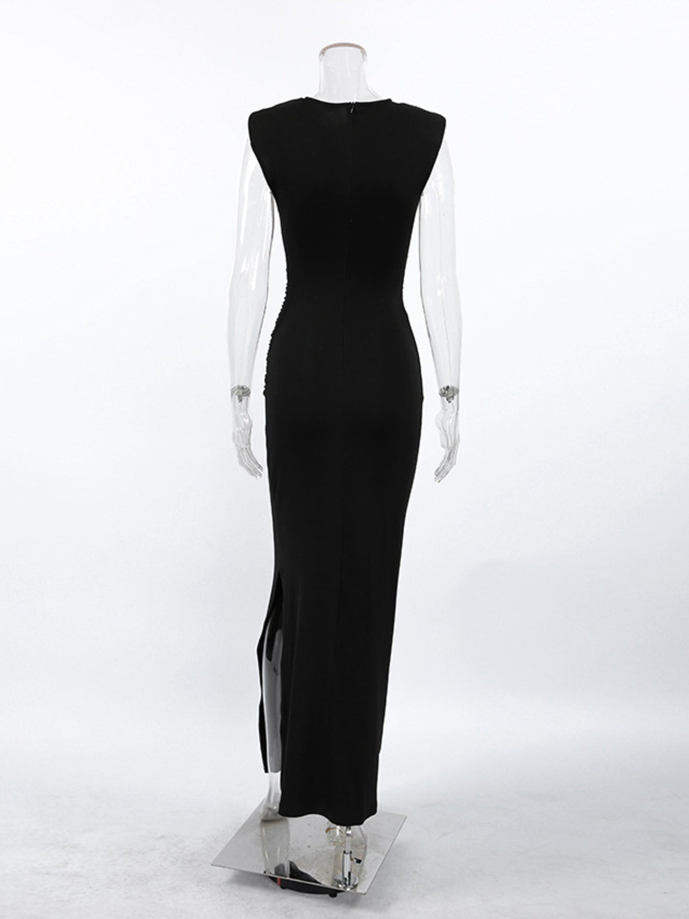 Slit Sleeveless Round Neck Maxi Dress