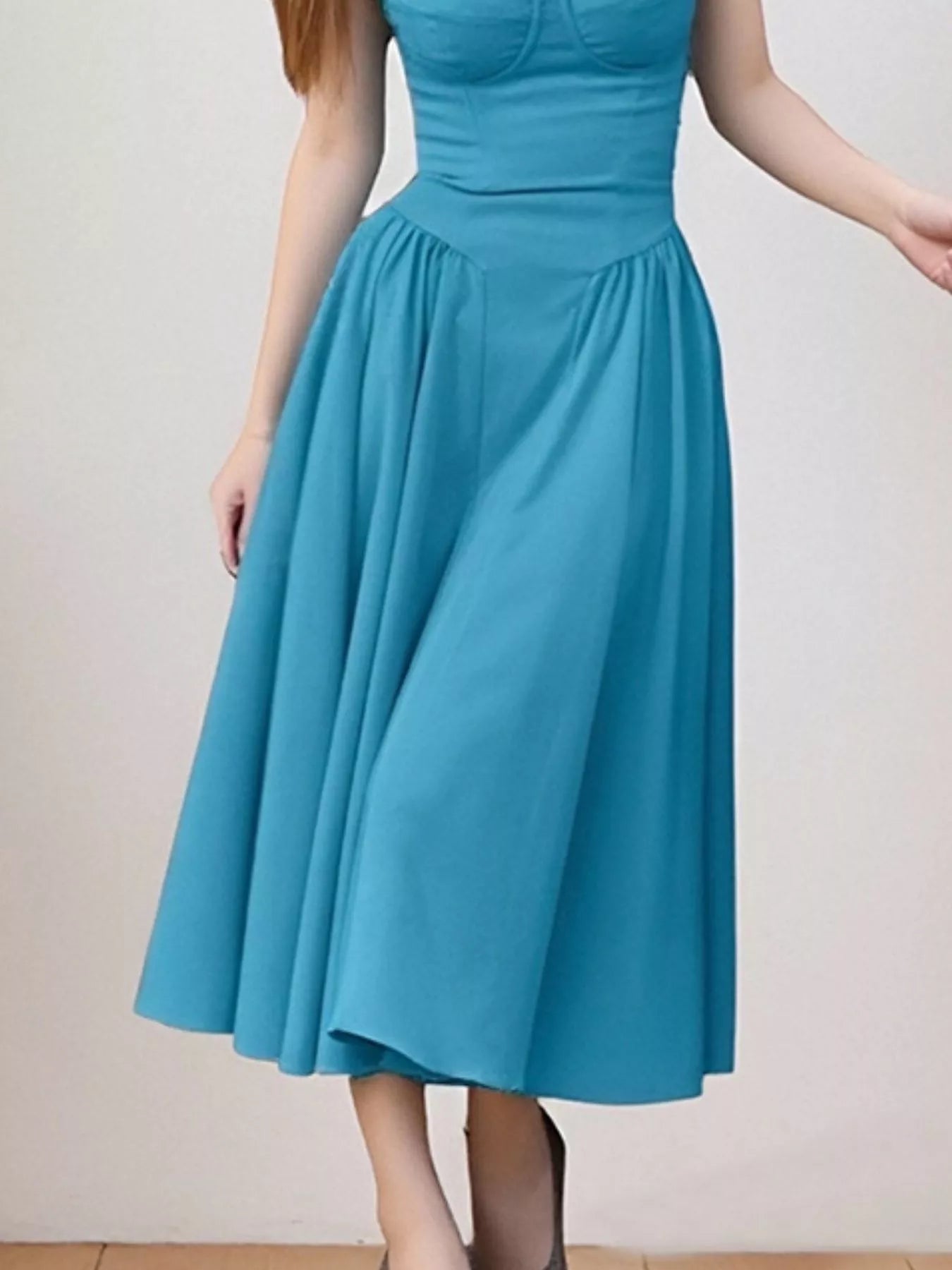 Sweetheart Neck Spaghetti Strap Midi Dress