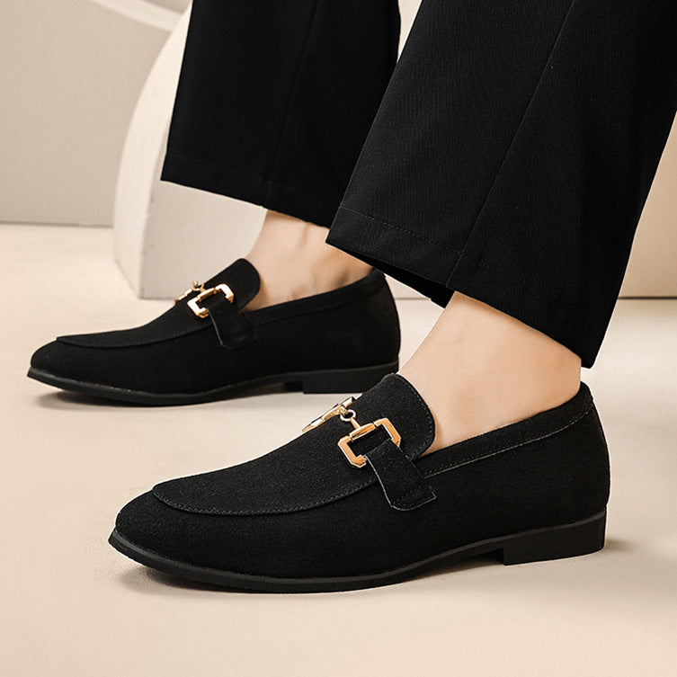 Mens Casual Leather Shoes With Metal Buckles