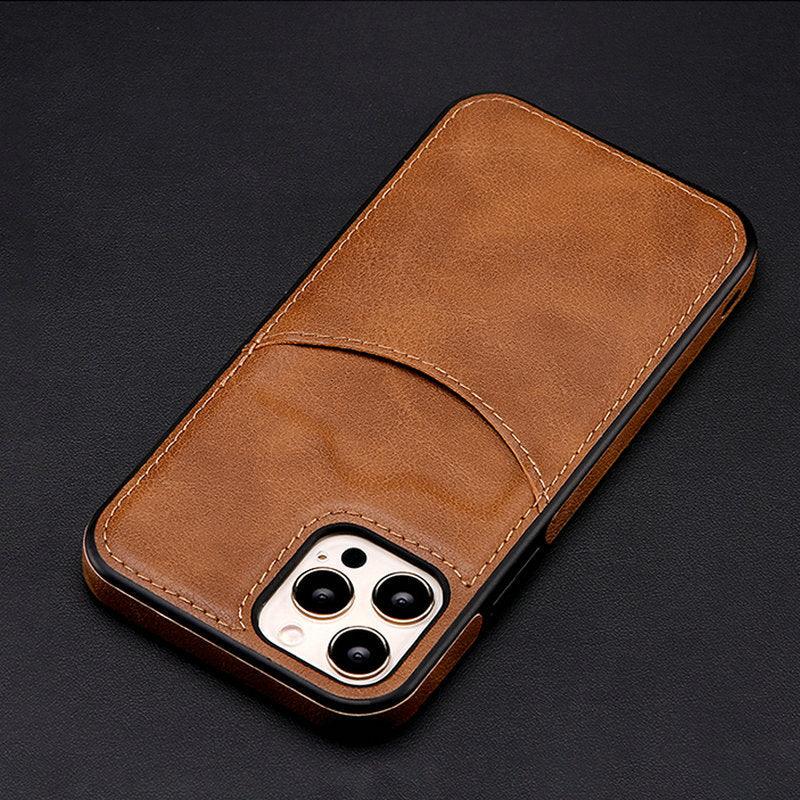 Fashion Wallet Card Holder Back Cover For iPhone 13 Pro Max 12 Mini 11 Xr X Xs 14 Pro Max Luxury PU Leather Case Genuine Leather iPhone Cover For Men Stylish Slim Design - Overture Gifts