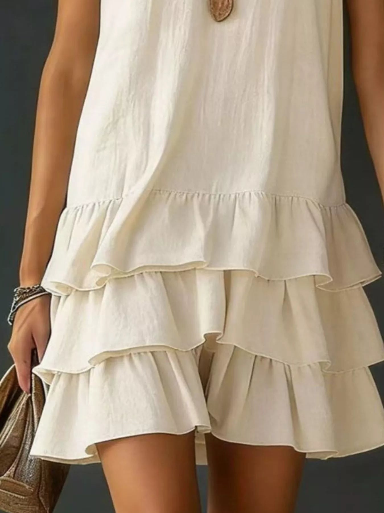 Full Size Ruffled Hem V-Neck Sleeveless Dress Plus Size