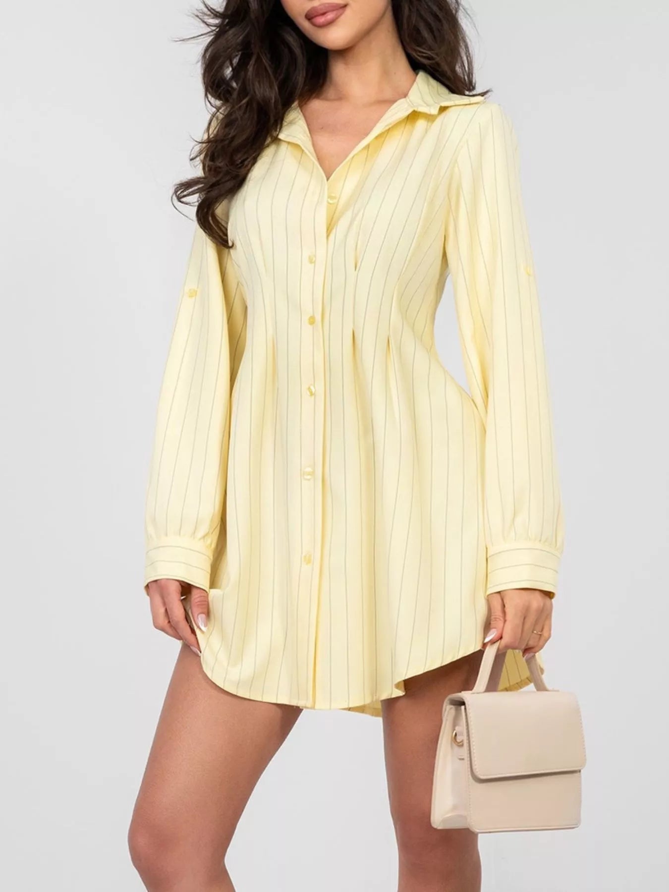 Striped Button-Down Mini Dress