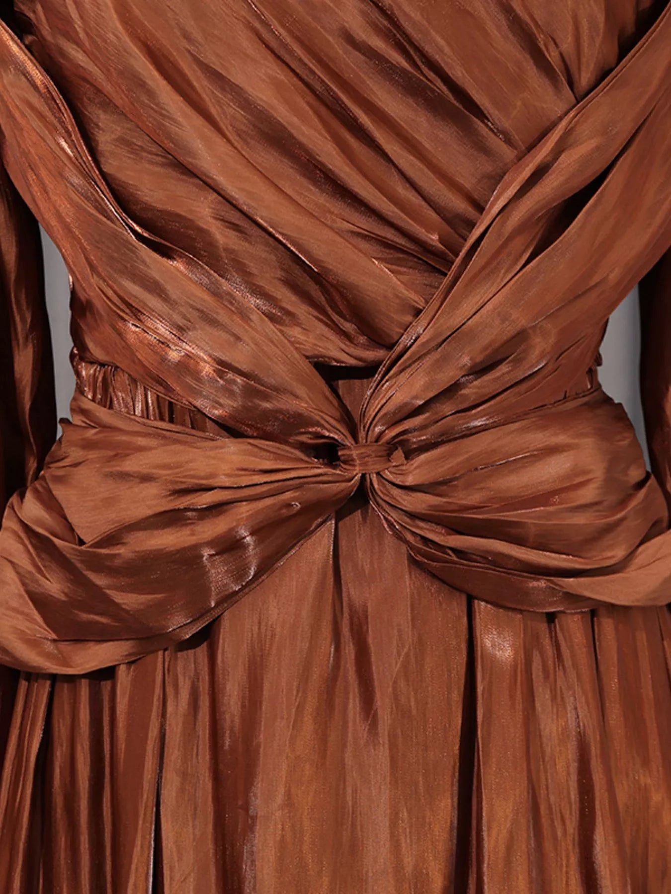 Front Twisted Draped Long Sleeve Maxi Dress