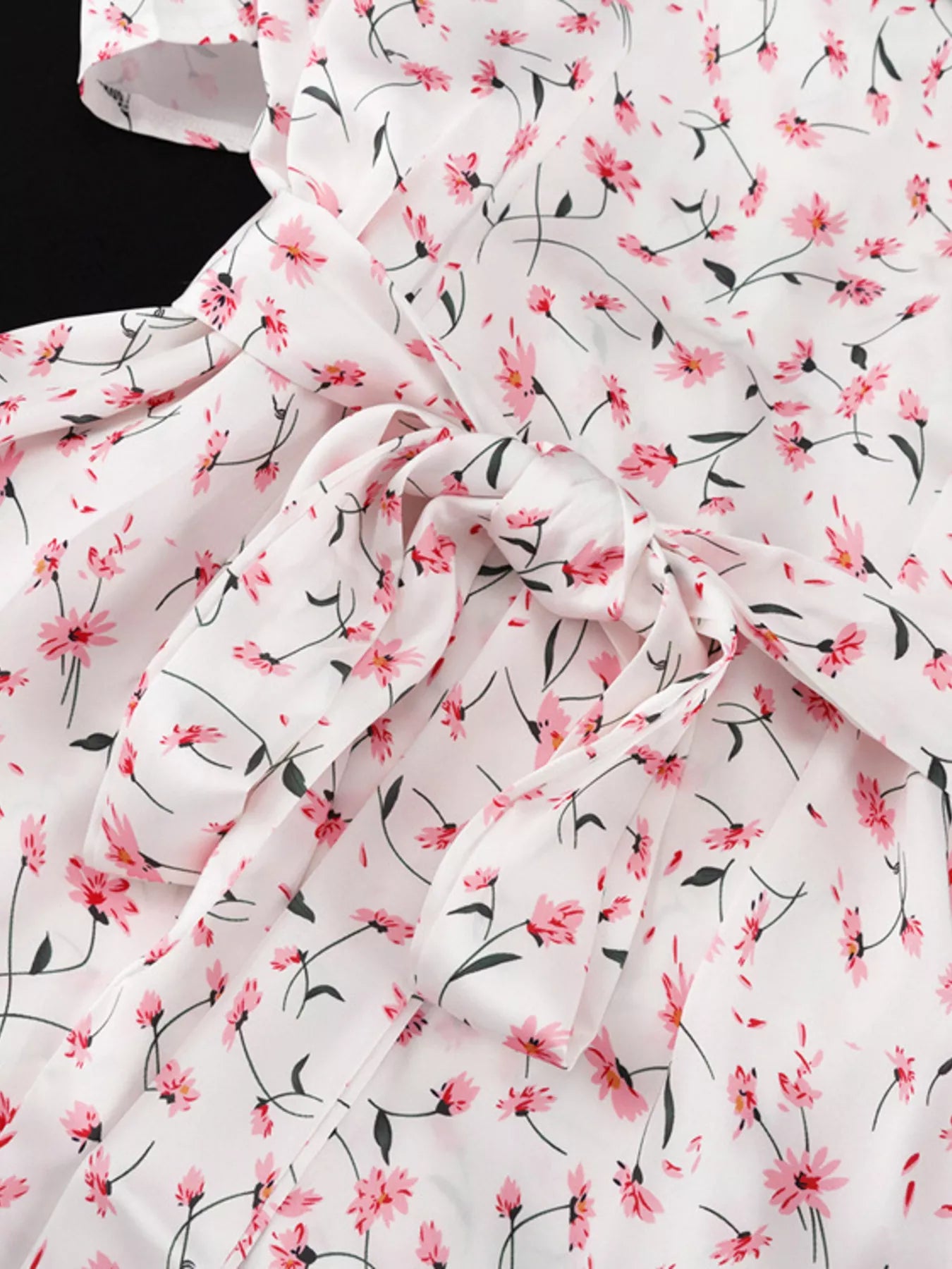 Floral Print V-Neck Flutter Sleeves Midi Dress
