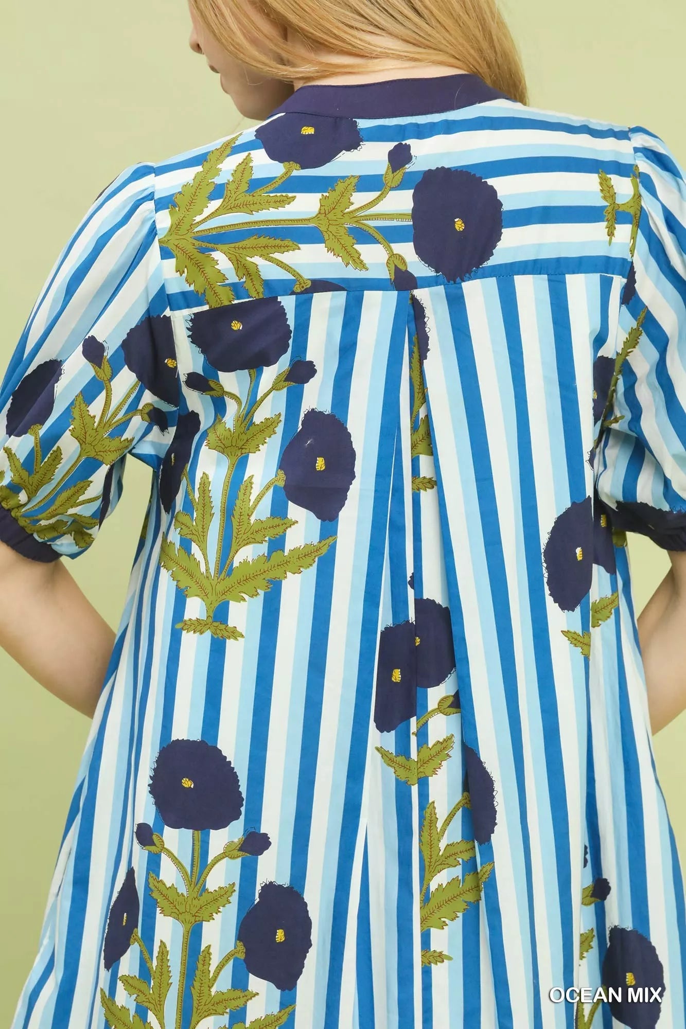 Umgee Mix Floral Stripe Contrast Dress