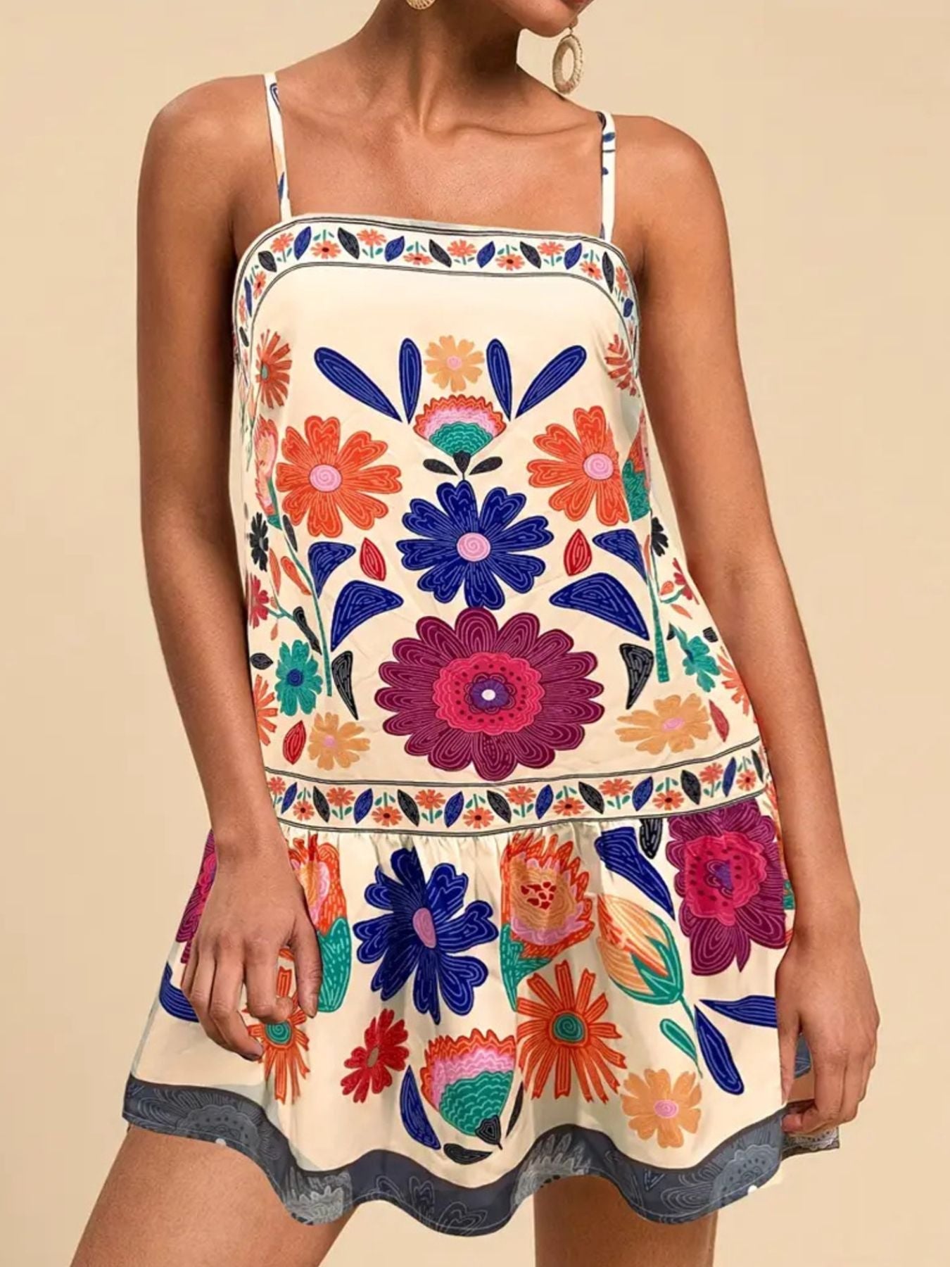 Floral Print Sleeveless Mini Dress