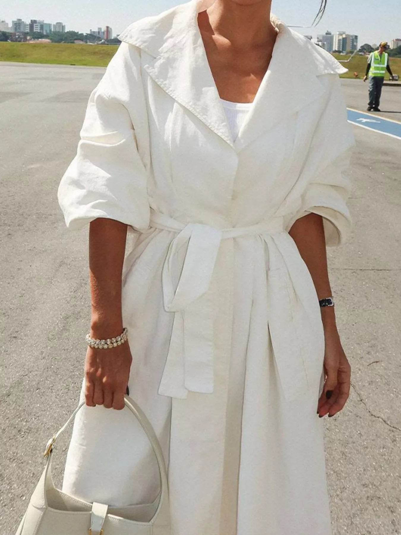 Tie Waist Midi Shirt Dress