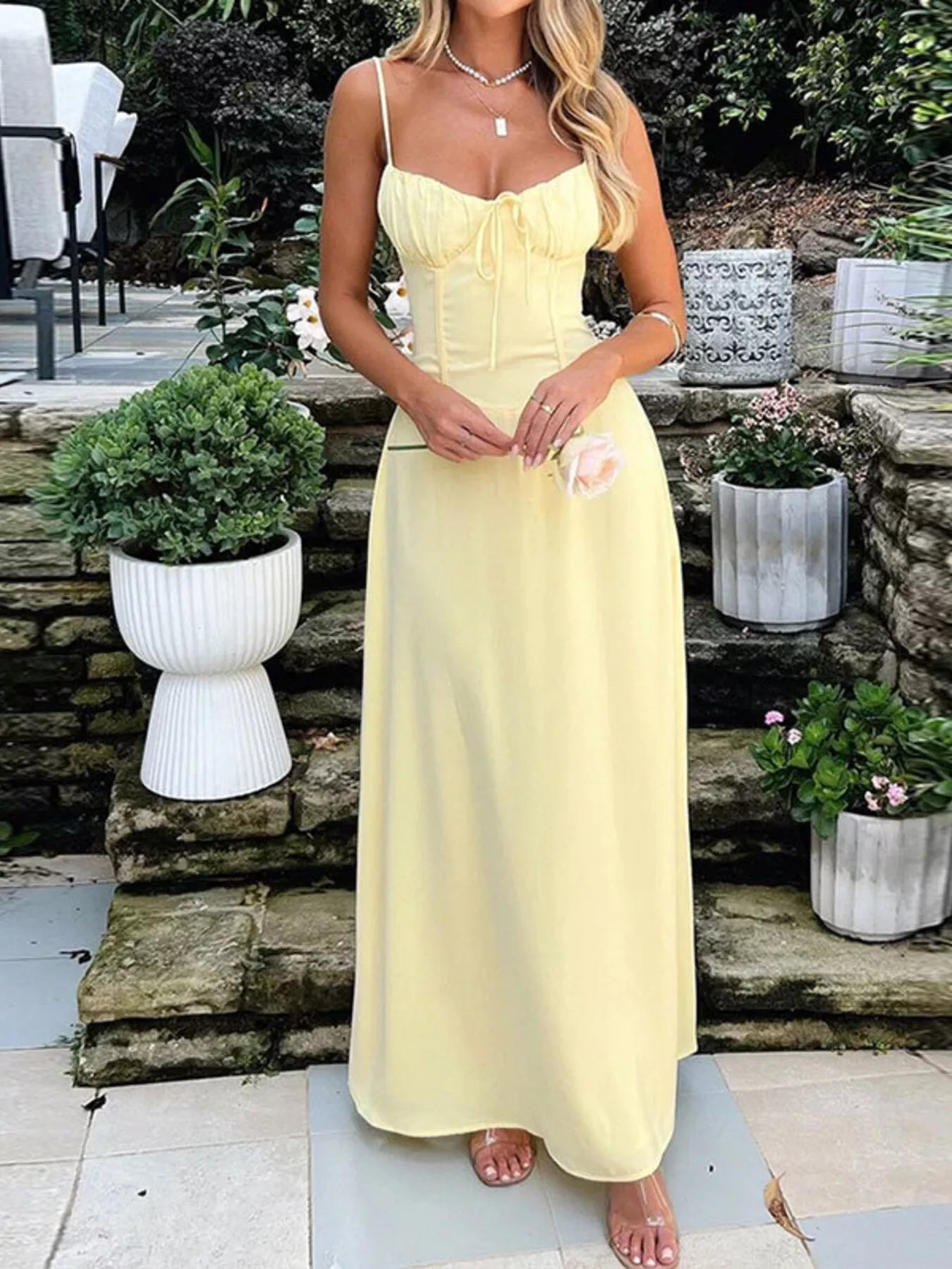Tie Front Spaghetti Strap Maxi Dress