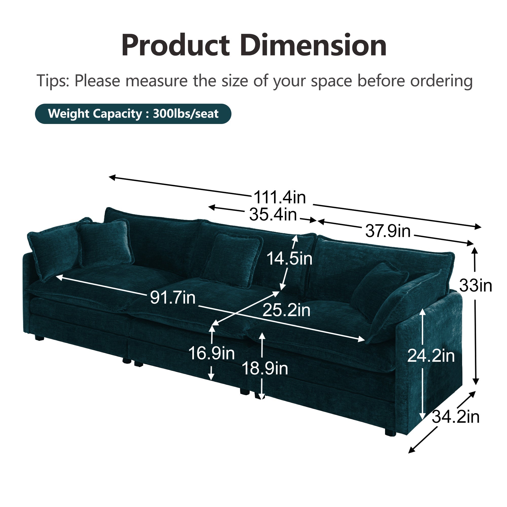 Modern Sofa Couch 3 Piece Set