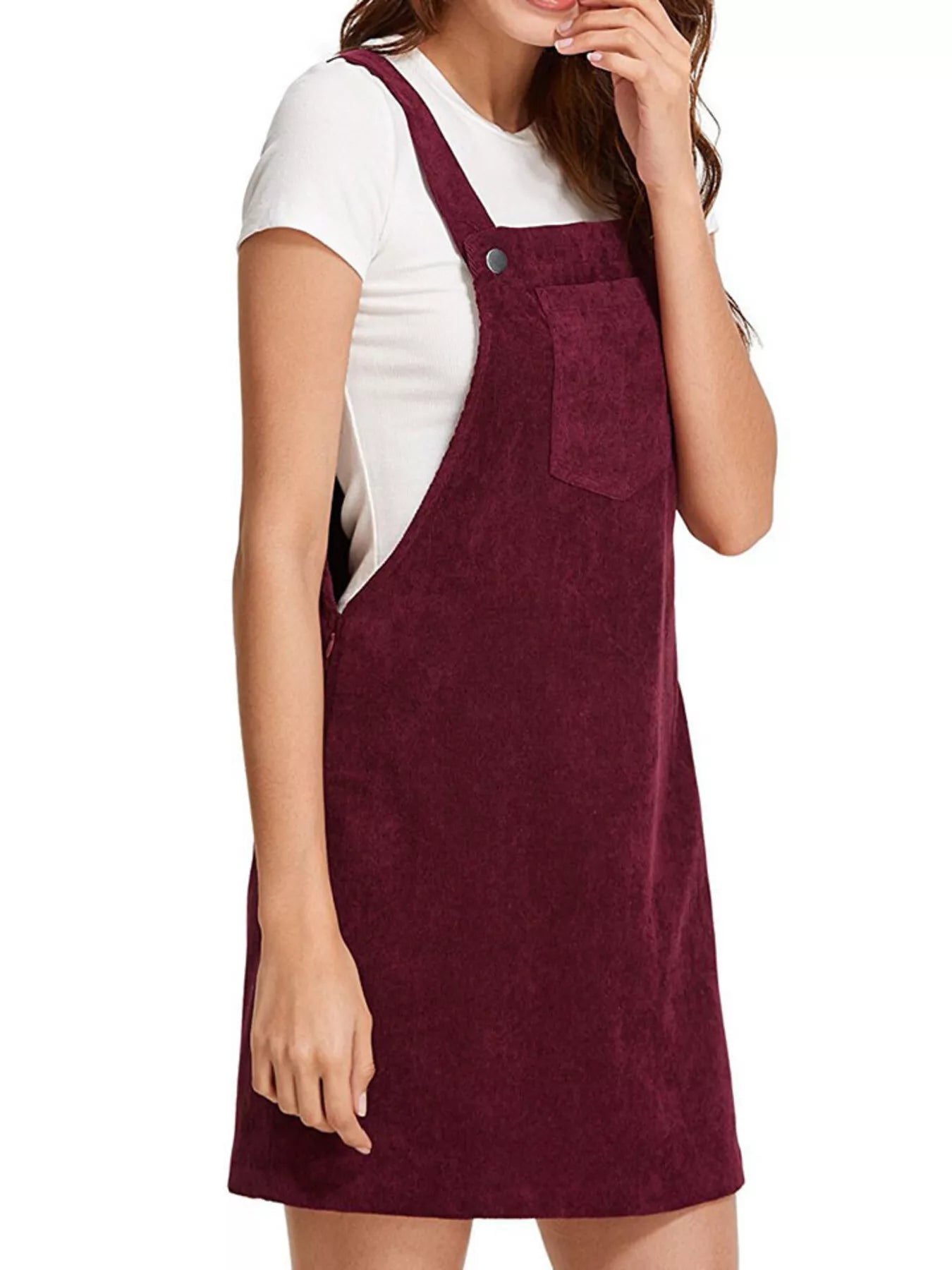Corduroy Wide Strap Overall Dress