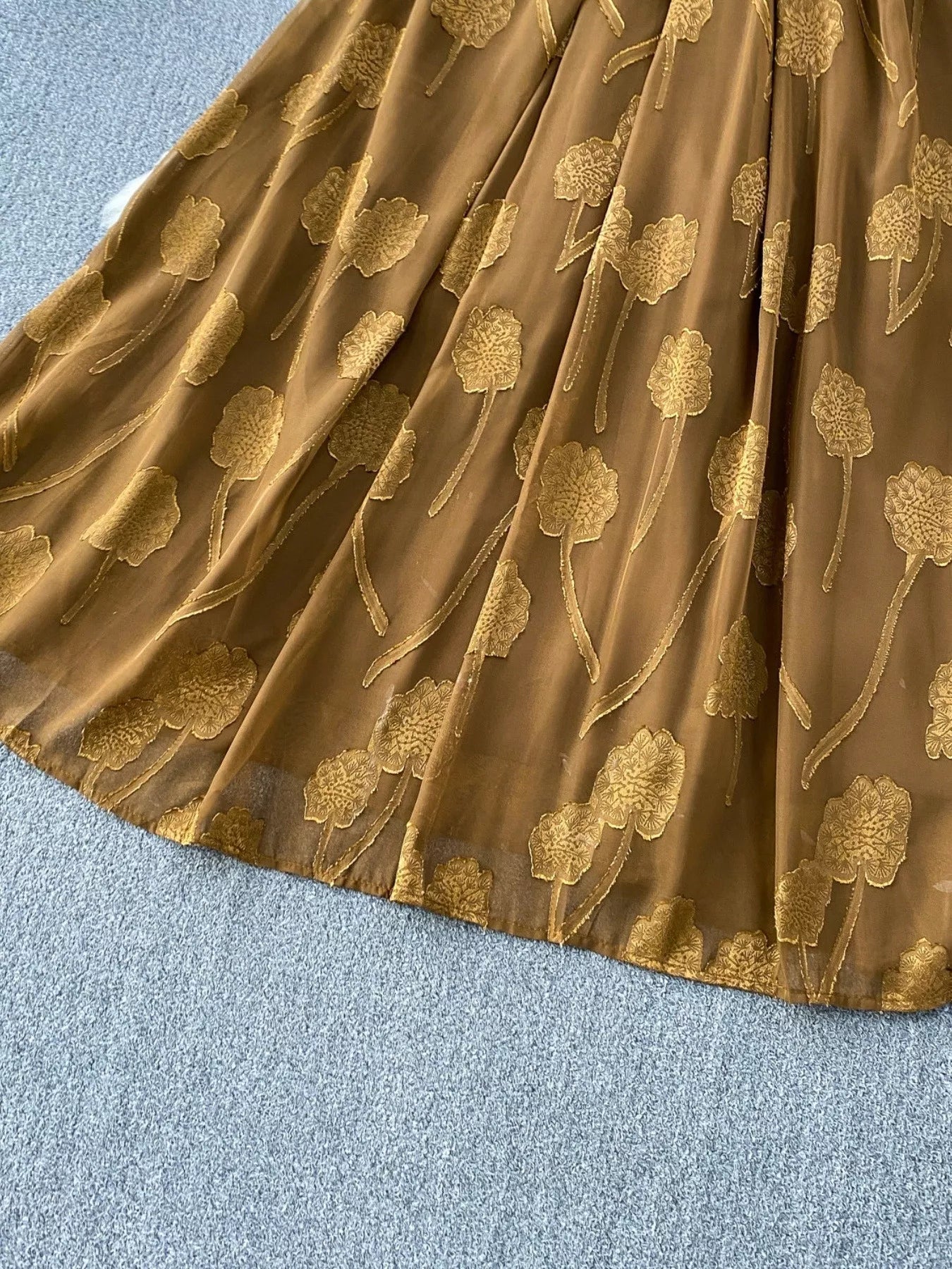Button Front Puff Sleeve Chiffon Dress
