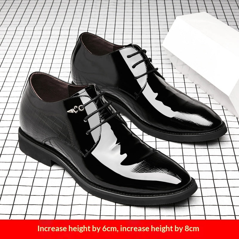 Men's Business Dress Leather Shoes With Hidden Heel