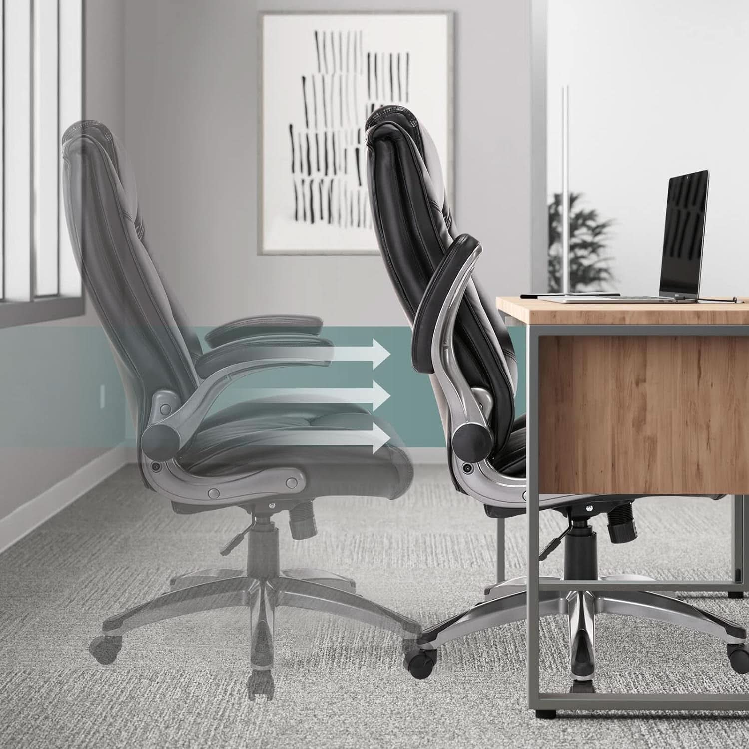 Bonded Leather Executive Office Chair Black High Back