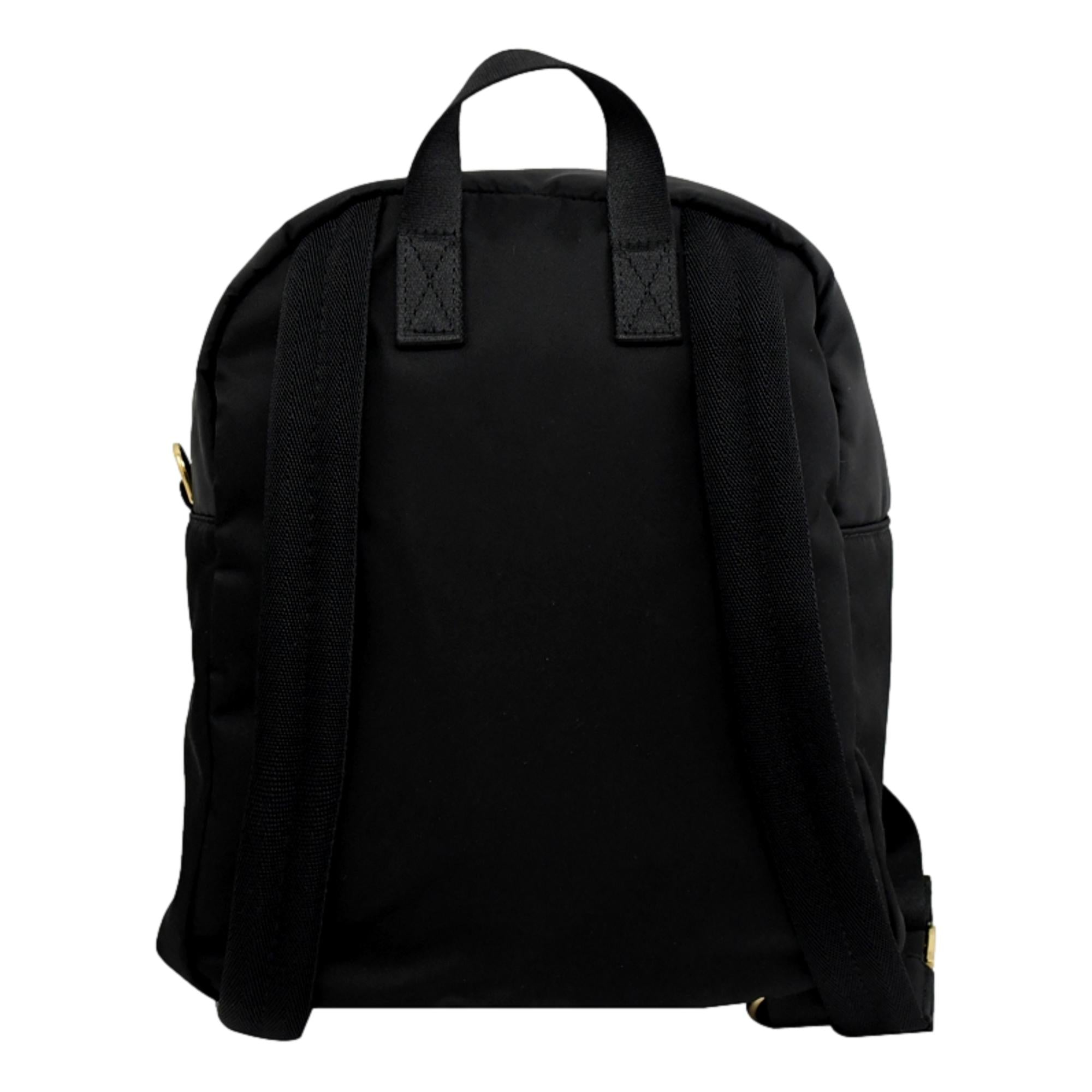 Fendi Baguette Black Nylon Small Backpack Travel Bag Gold Logo