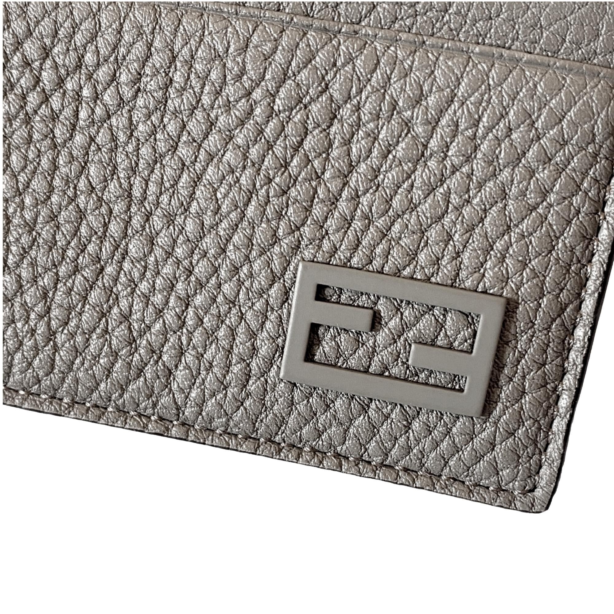 Fendi Baguette Grey Yellow Leather Card Case Wallet