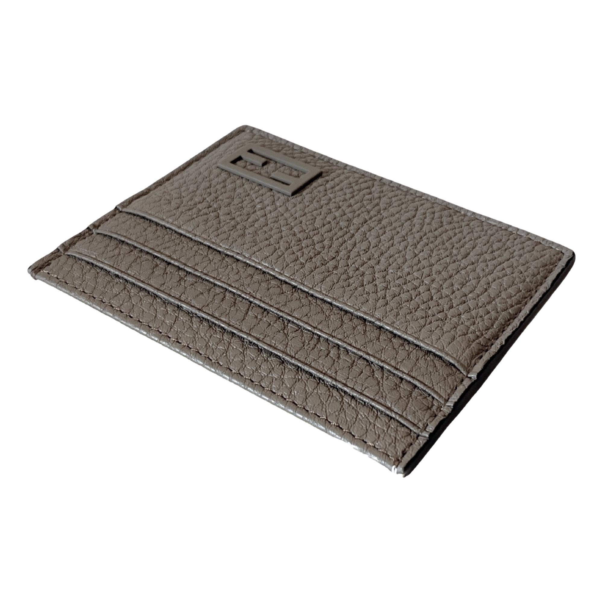 Fendi Baguette Grey Yellow Leather Card Case Wallet