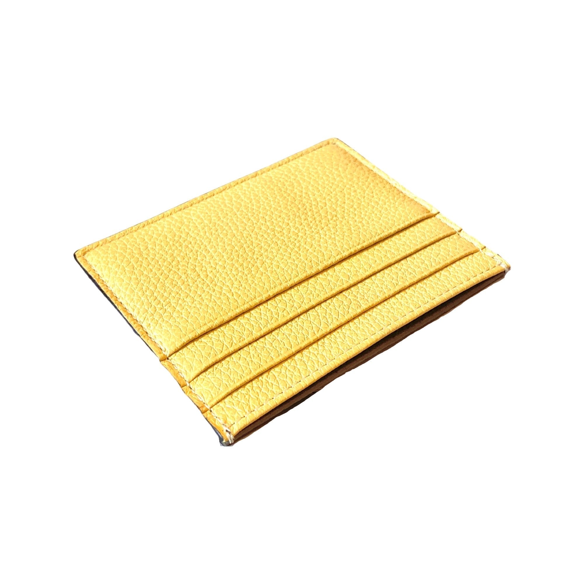 Fendi Baguette Grey Yellow Leather Card Case Wallet