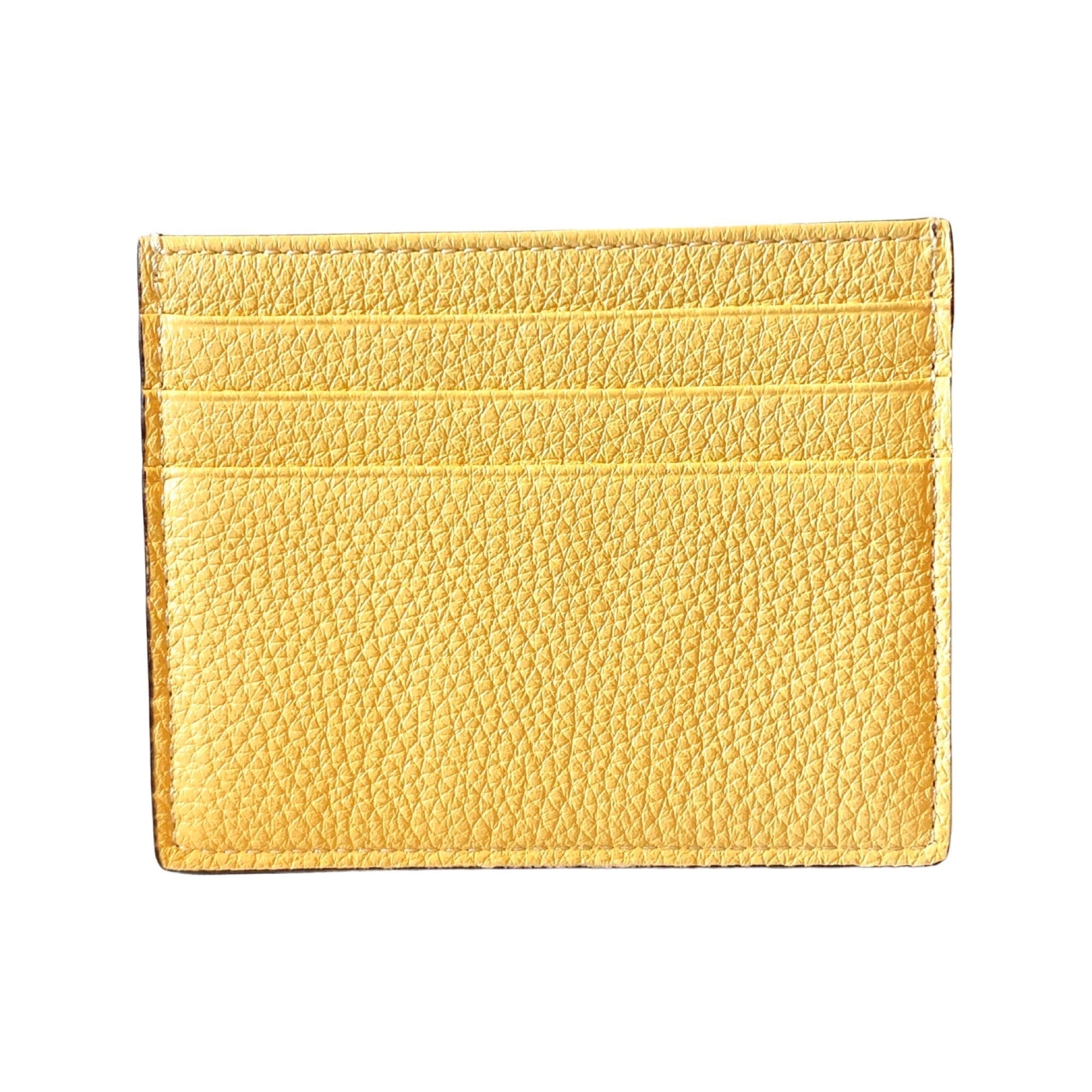 Fendi Baguette Grey Yellow Leather Card Case Wallet