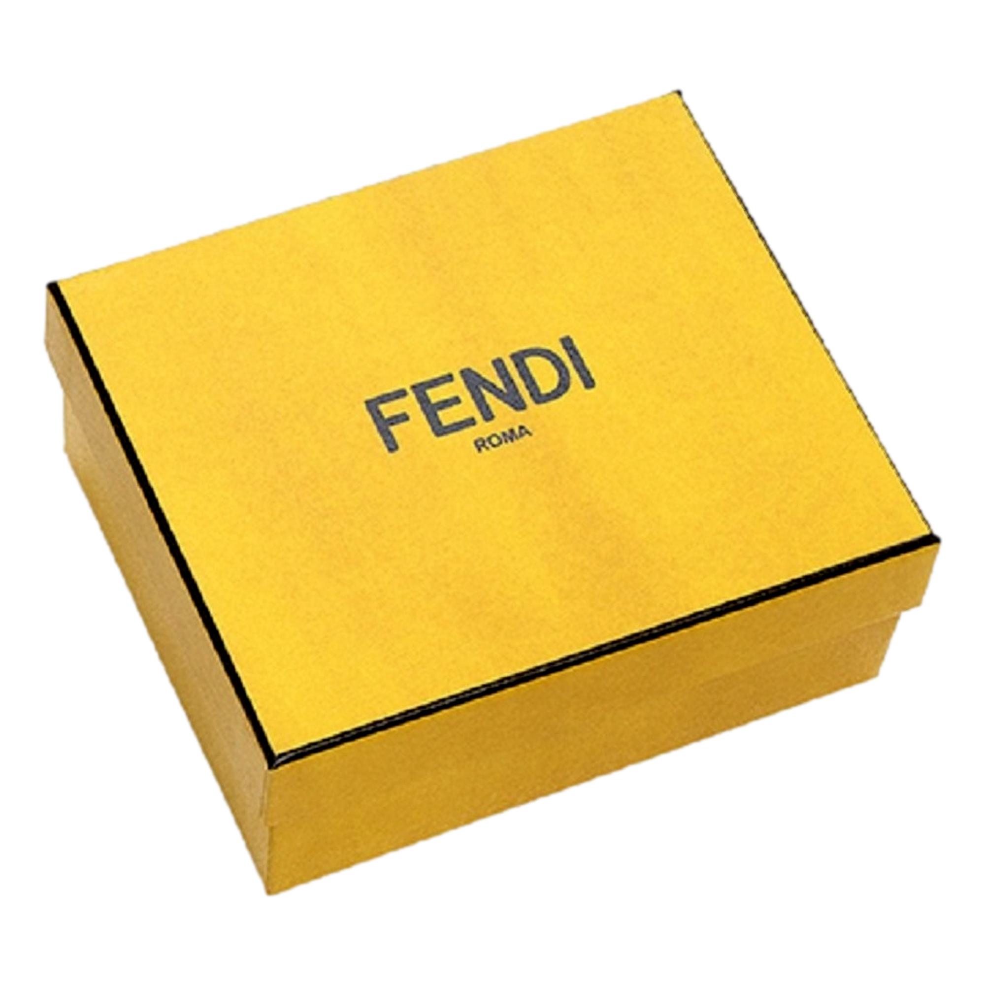 Fendi Baguette Grey Yellow Leather Card Case Wallet