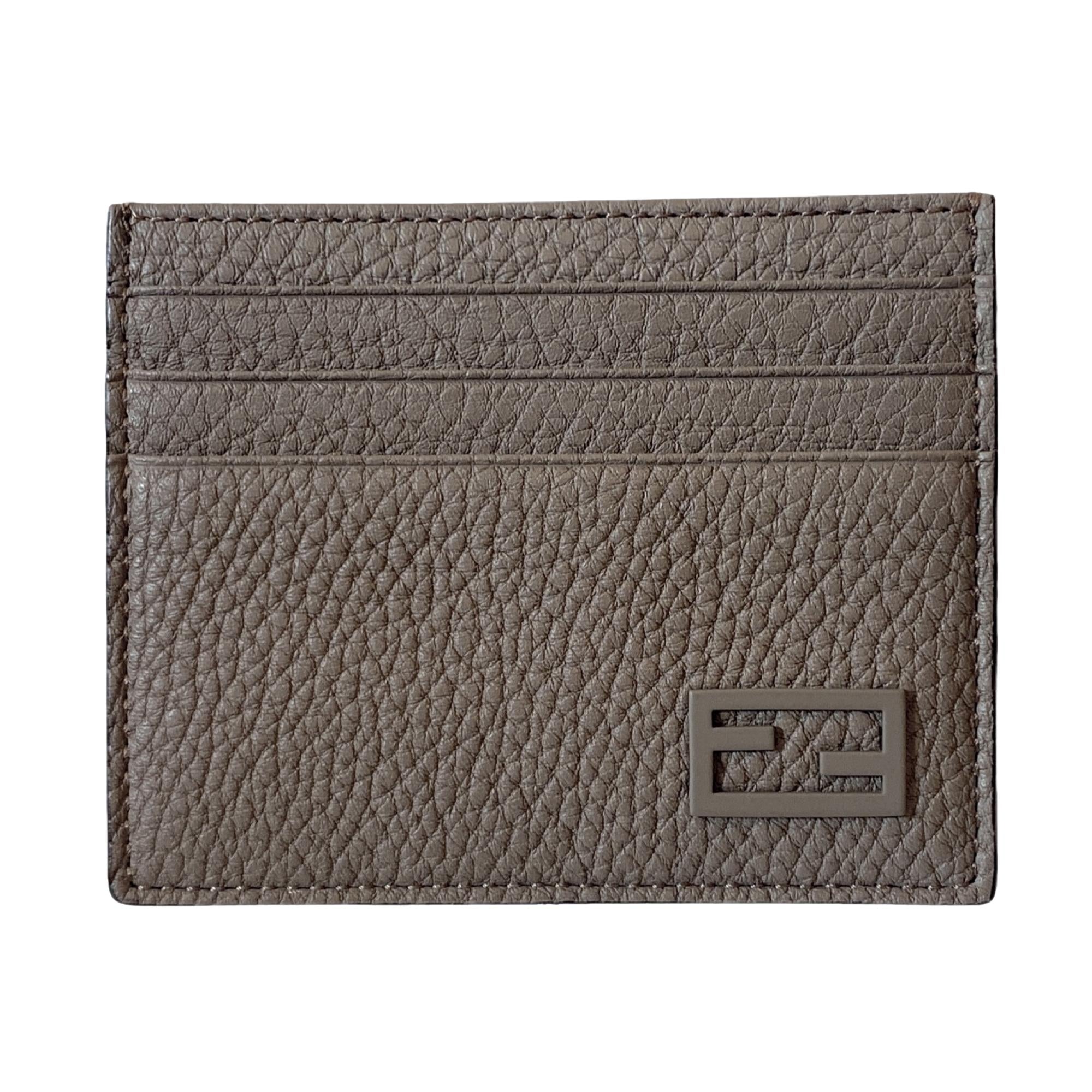 Fendi Baguette Grey Yellow Leather Card Case Wallet