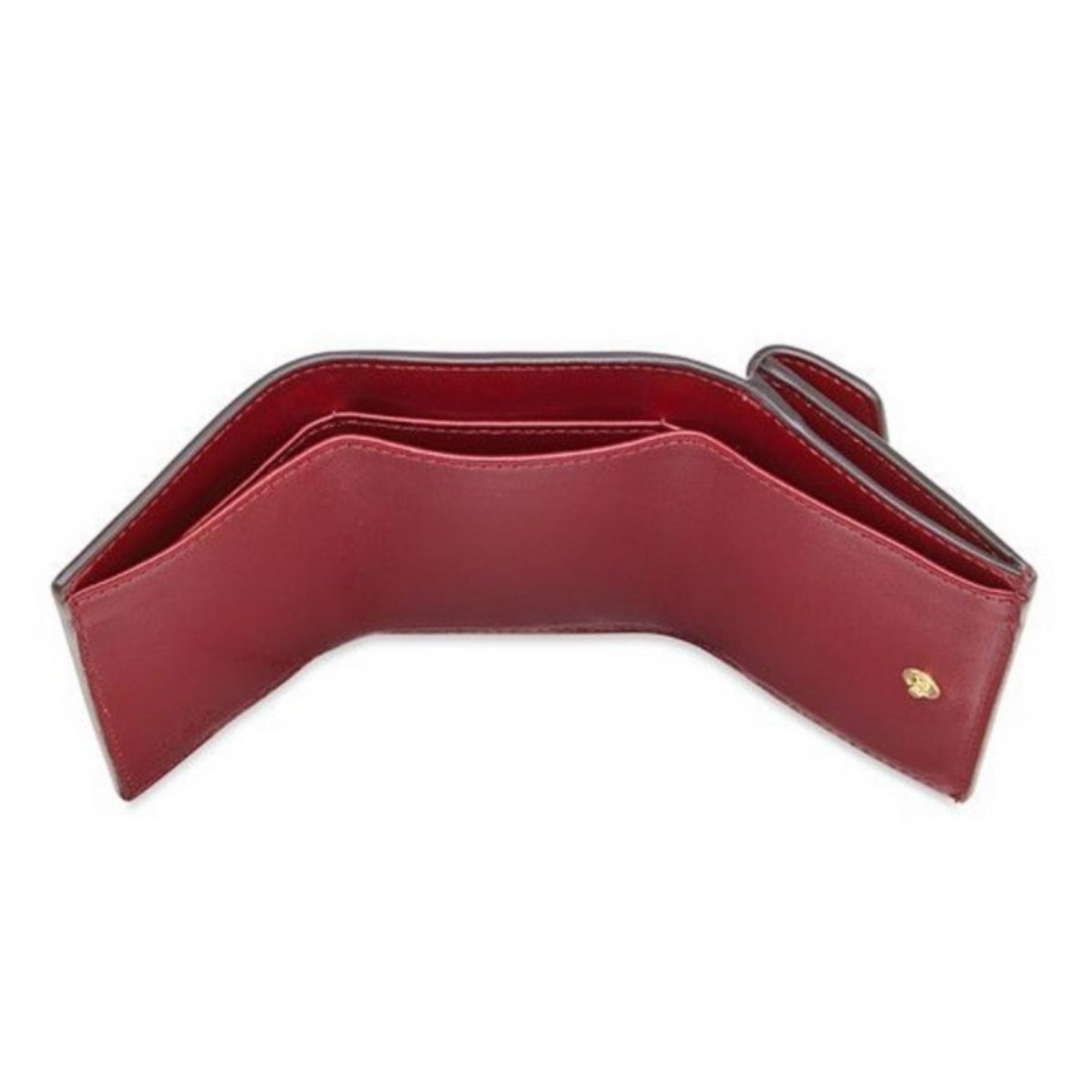 Fendi F Logo Barolo Red Leather Micro Trifold Wallet