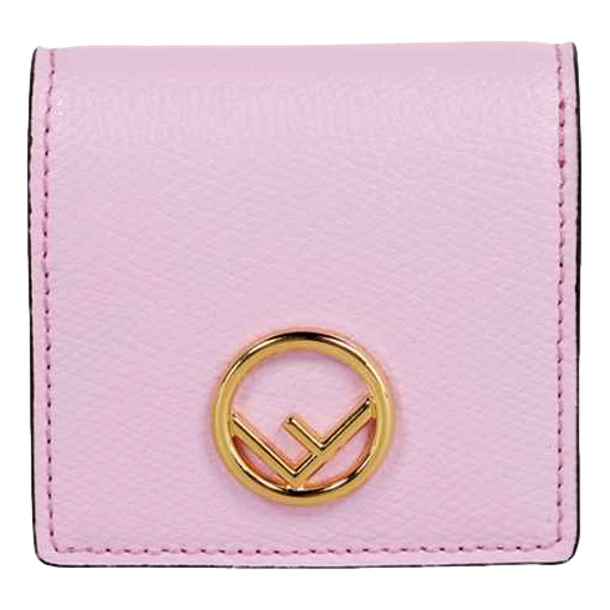 Fendi Calf Leather F Logo Lavanda Pink Leather Snap Coin Purse