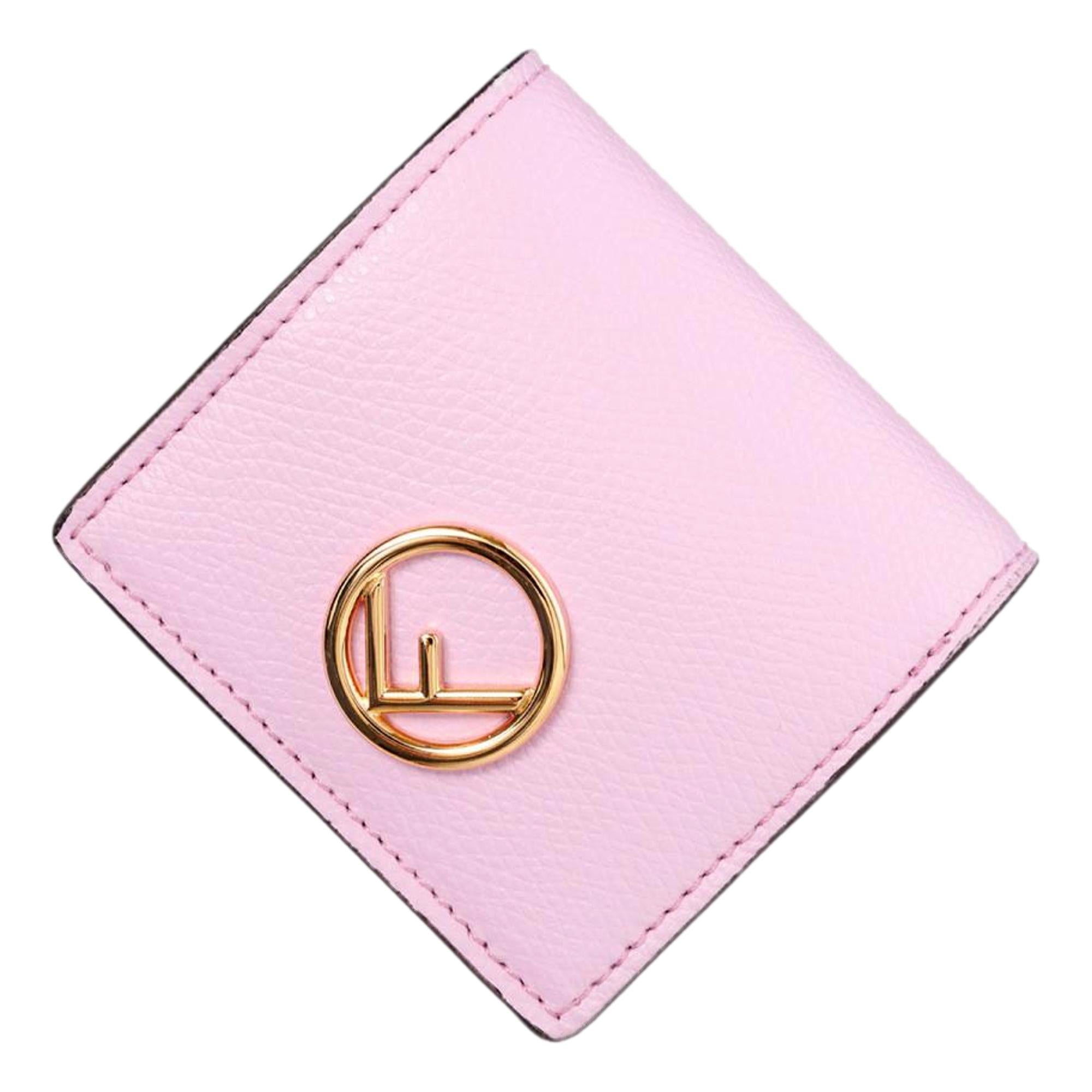 Fendi Calf Leather F Logo Lavanda Pink Leather Snap Coin Purse
