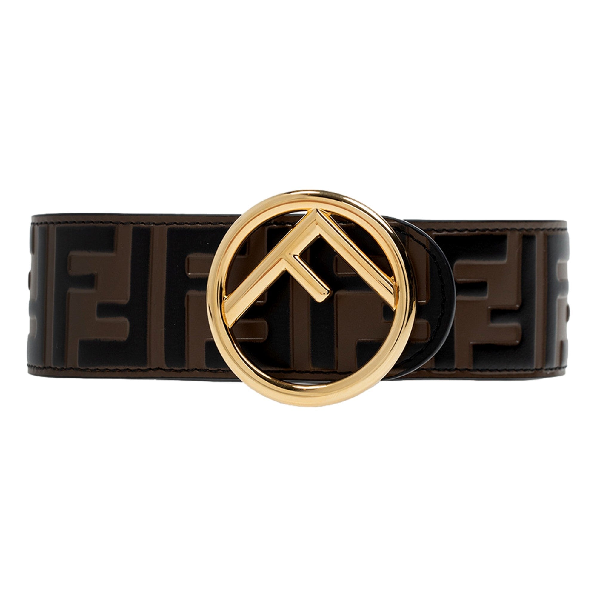 Fendi F is Fendi FF Calfskin Brown Zucca Leather Belt 70