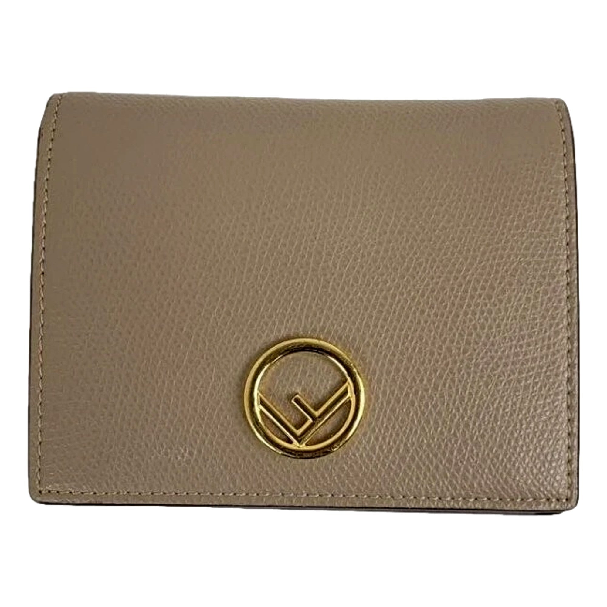 Fendi Tortora Gray Leather Compact Bifold Wallet