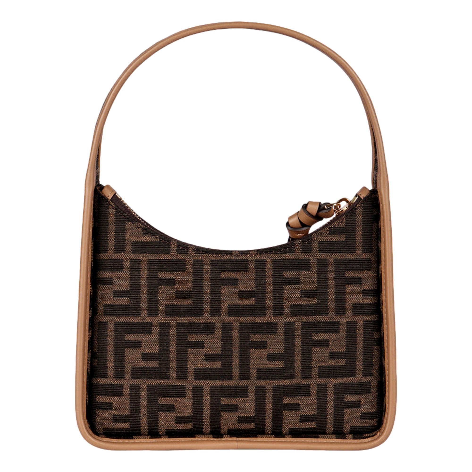 Fendi Fendessence Zucca Brown Canvas Crescent Mini Shoulder Bag
