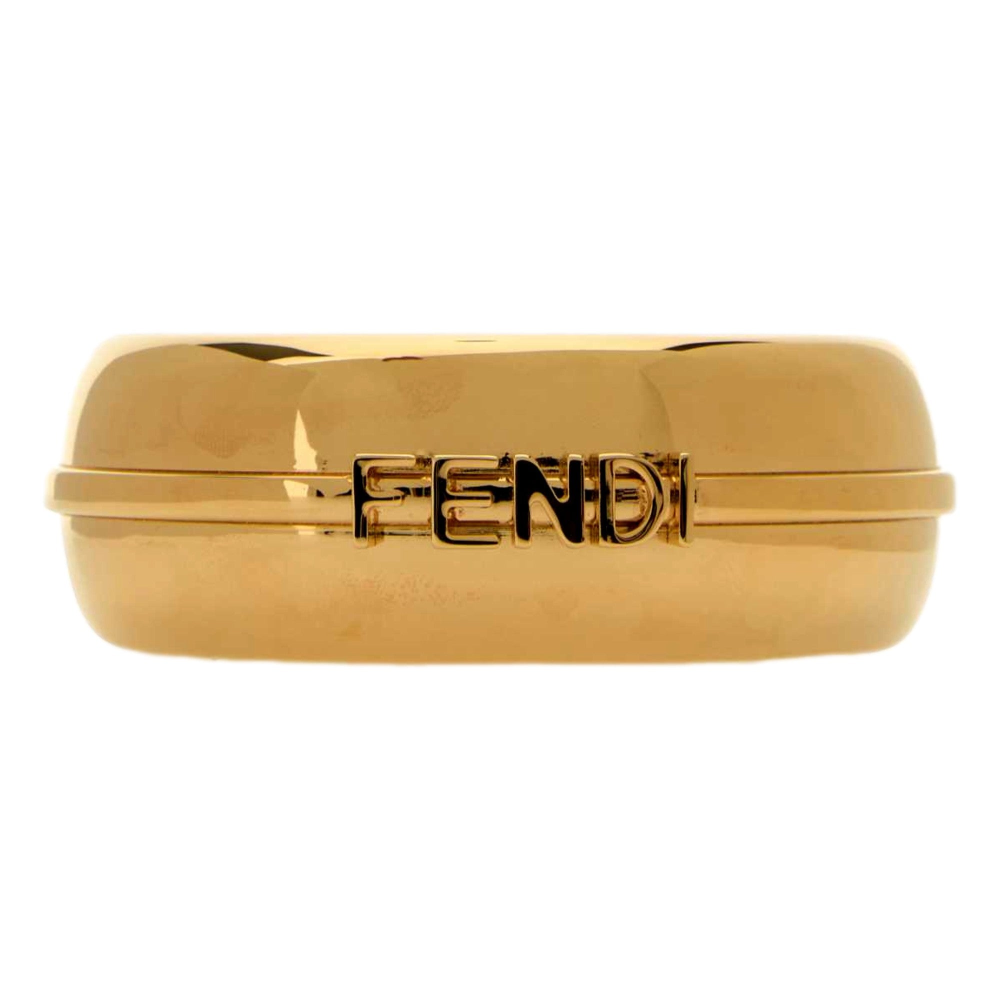 Fendi Fendigraphy Gold Tone Wide Logo Bangle Bracelet