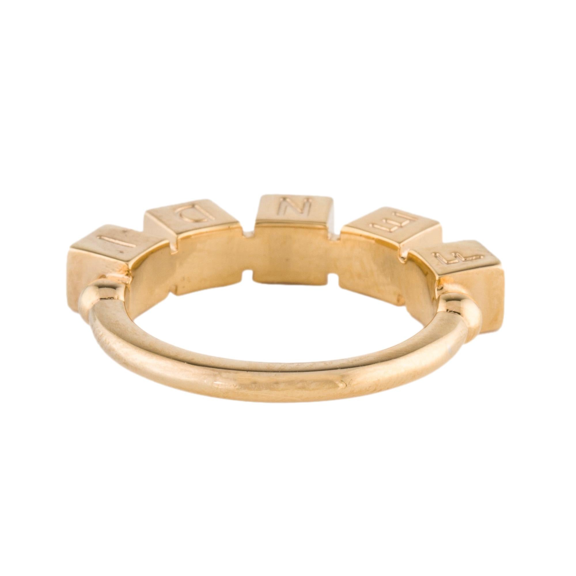 Fendi Fendigraphy Letters Gold Metal Ring Size Medium
