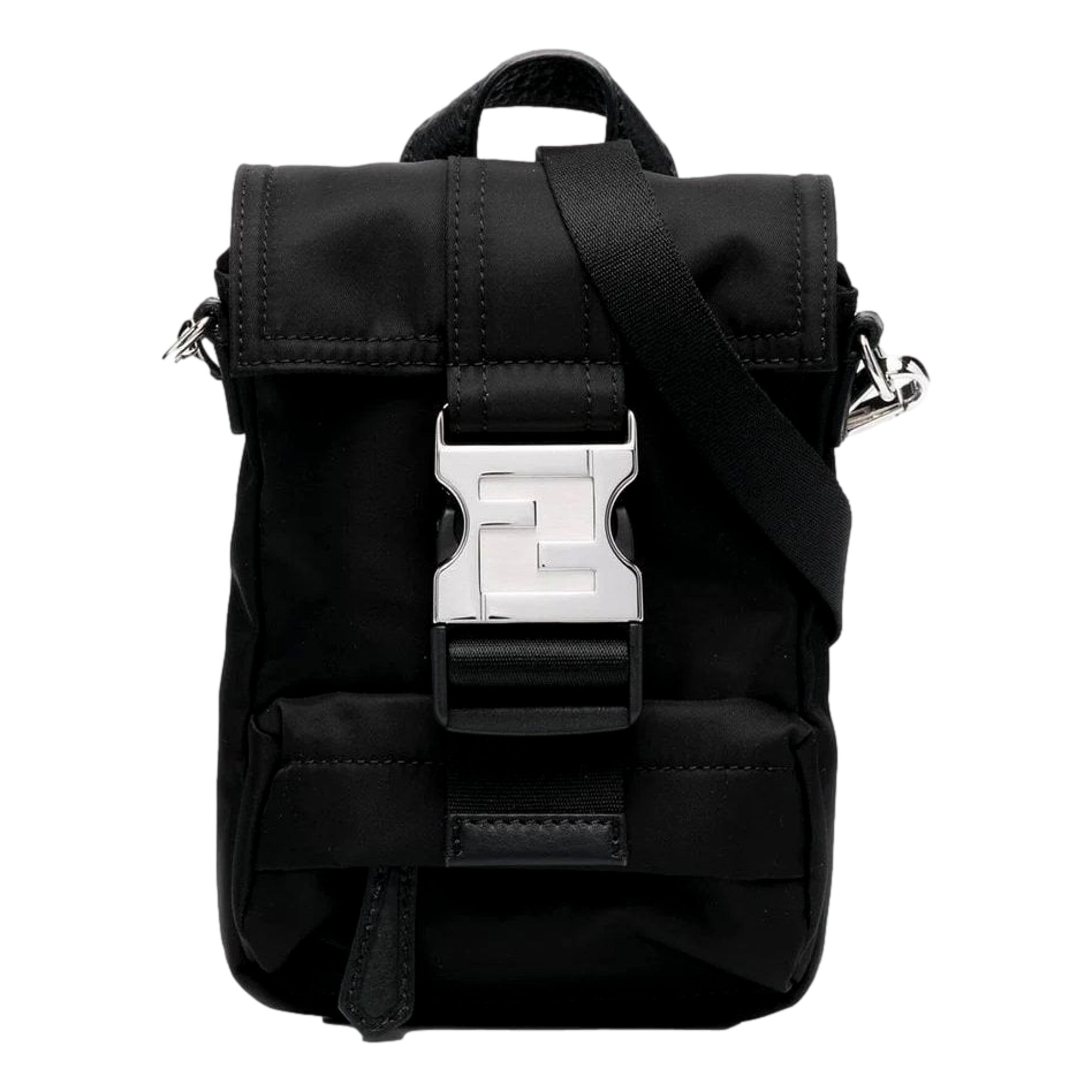 Fendi Fendiness Mini Backpack Crossbody Black Nylon FF Mesh