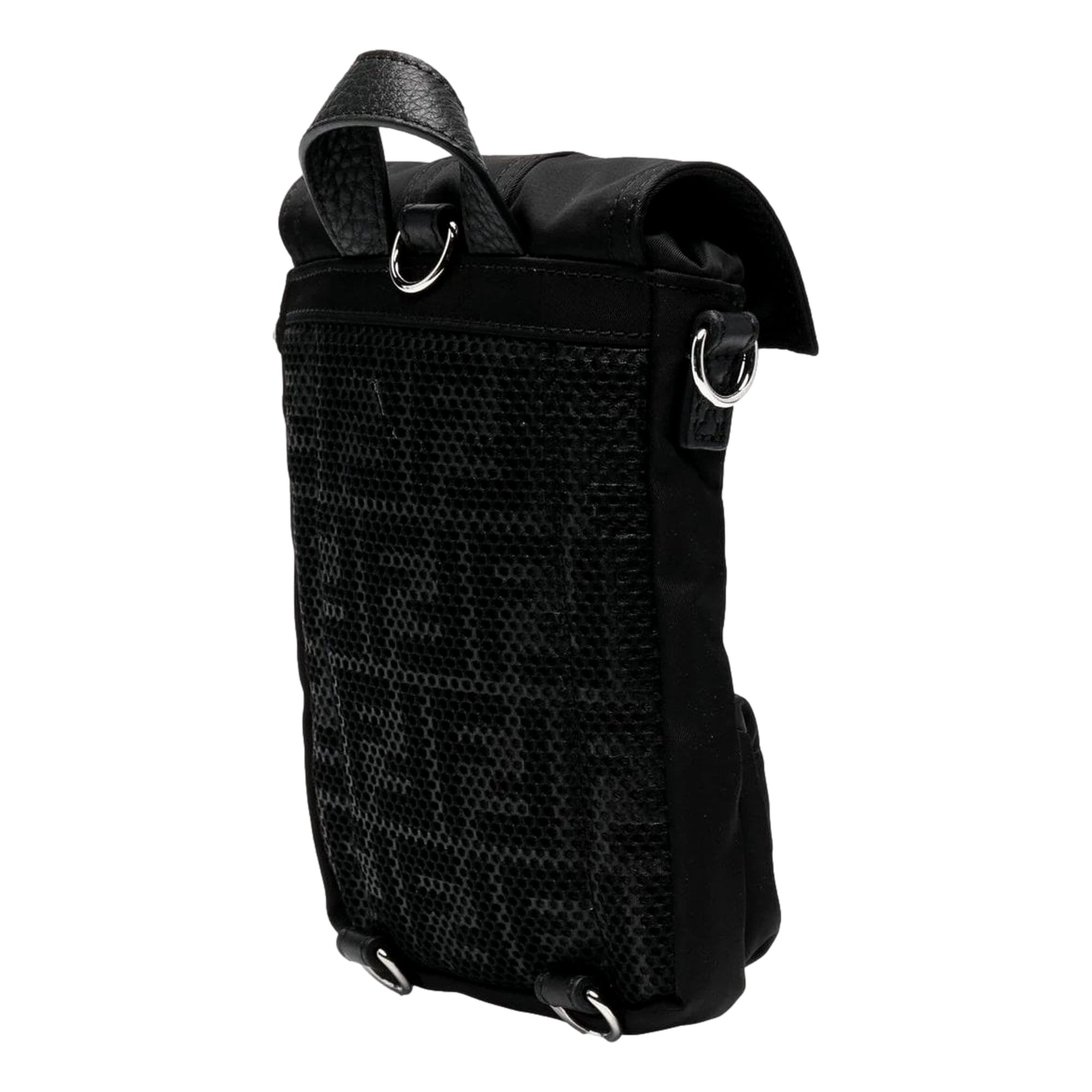 Fendi Fendiness Mini Backpack Crossbody Black Nylon FF Mesh