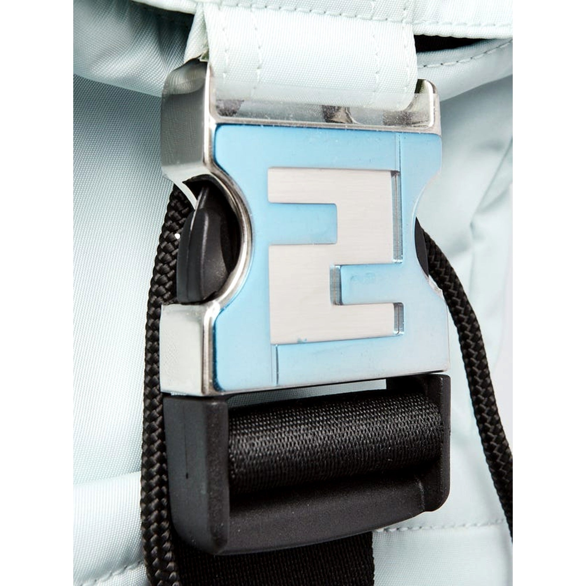 Fendi Fendiness Mini Backpack Crossbody Cyber Blue Nylon FF Mesh