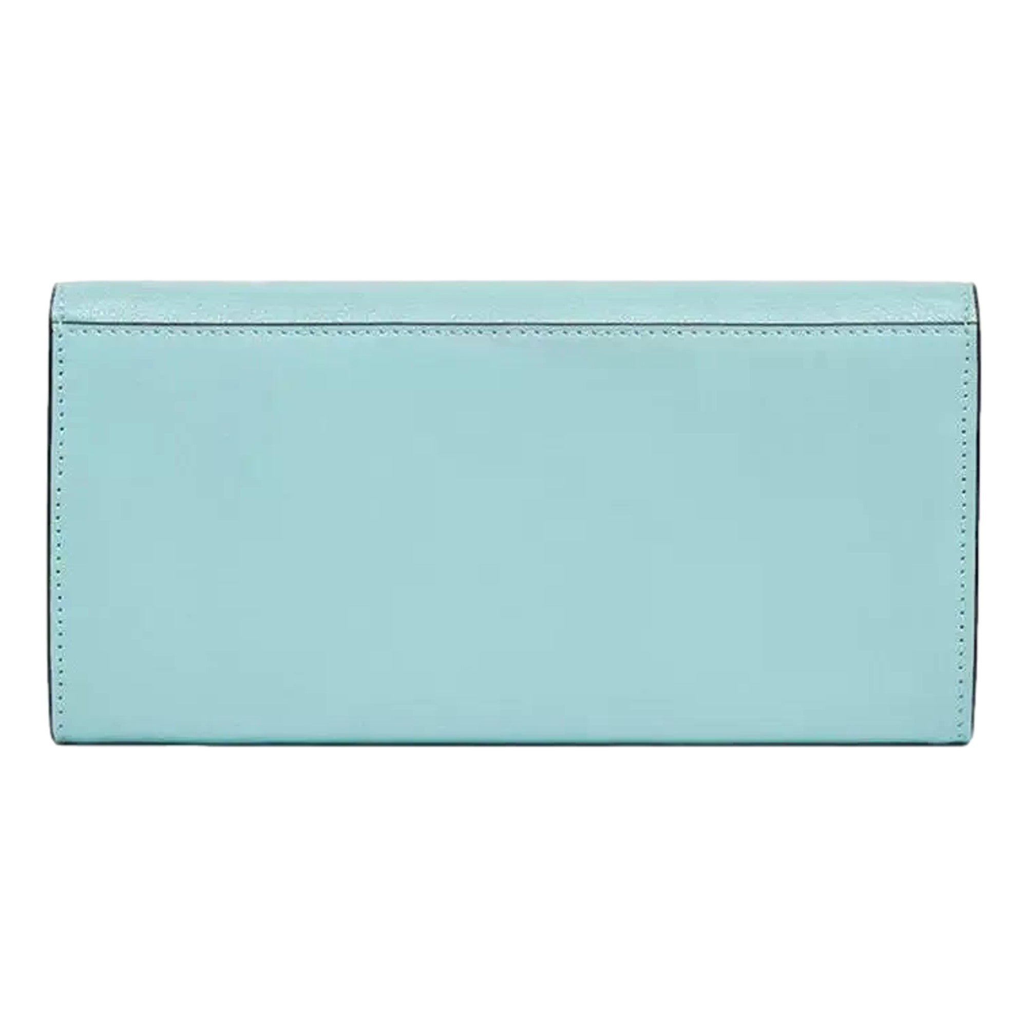 Fendi FF Diamonds Light Blue Calfskin Leather Continental Wallet on Chain Gold Hardware