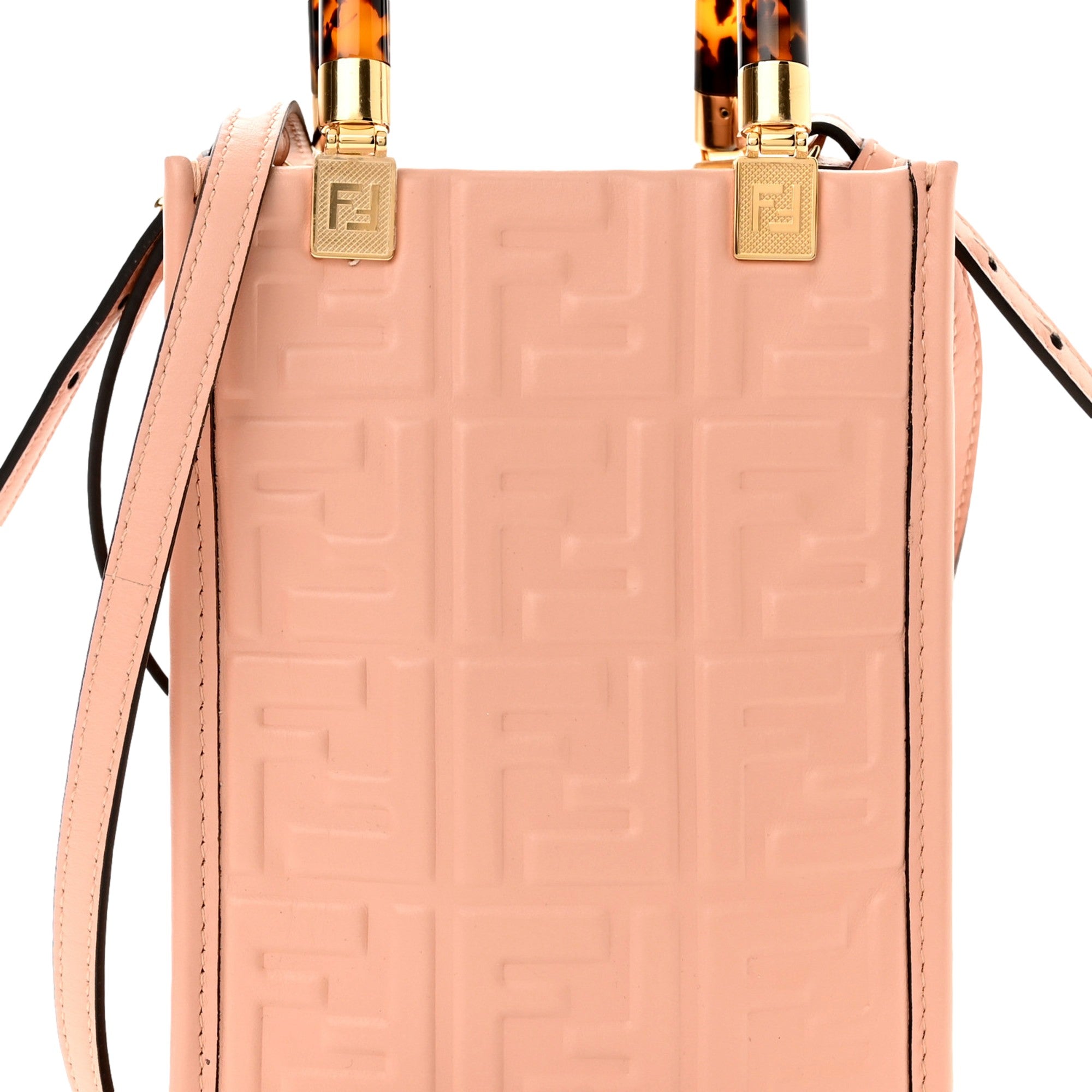 Fendi Mini Sunshine Shopper Tote Crossbody Baby Pink Zucca Leather